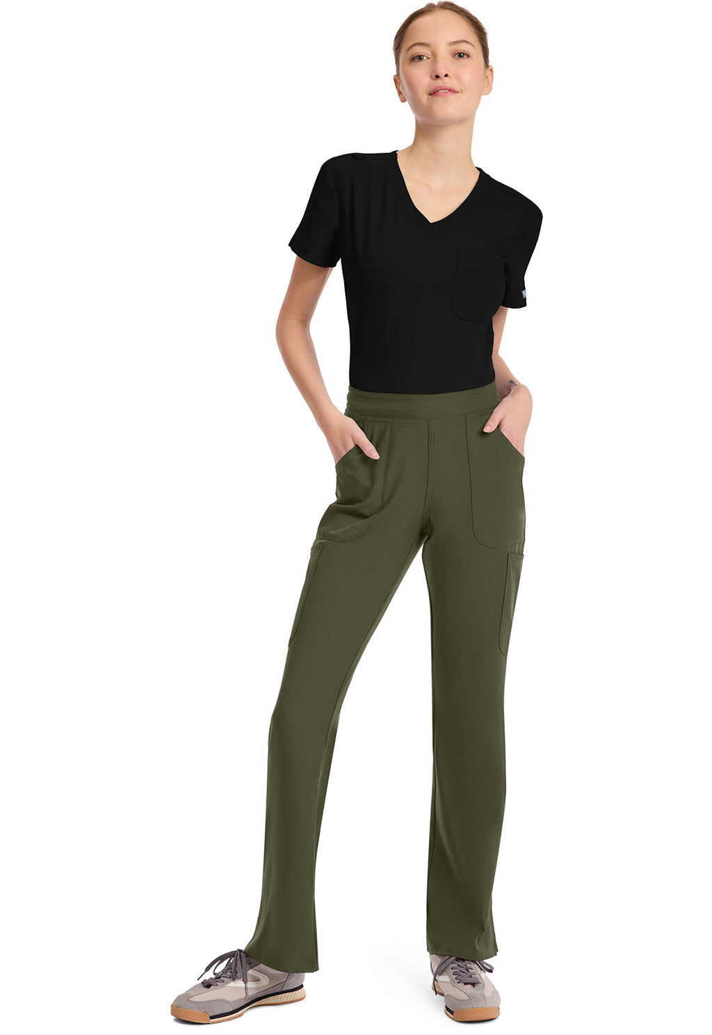 Insight MC010 Women's Mid Rise Flare Leg Pants Olive Image
