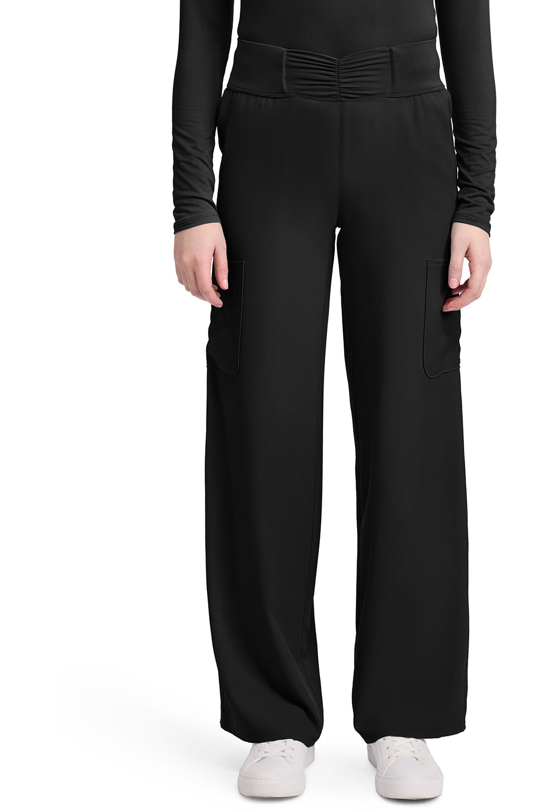 Insight MC011 Women's 5-Pocket Ruched Wide Leg Pants Black