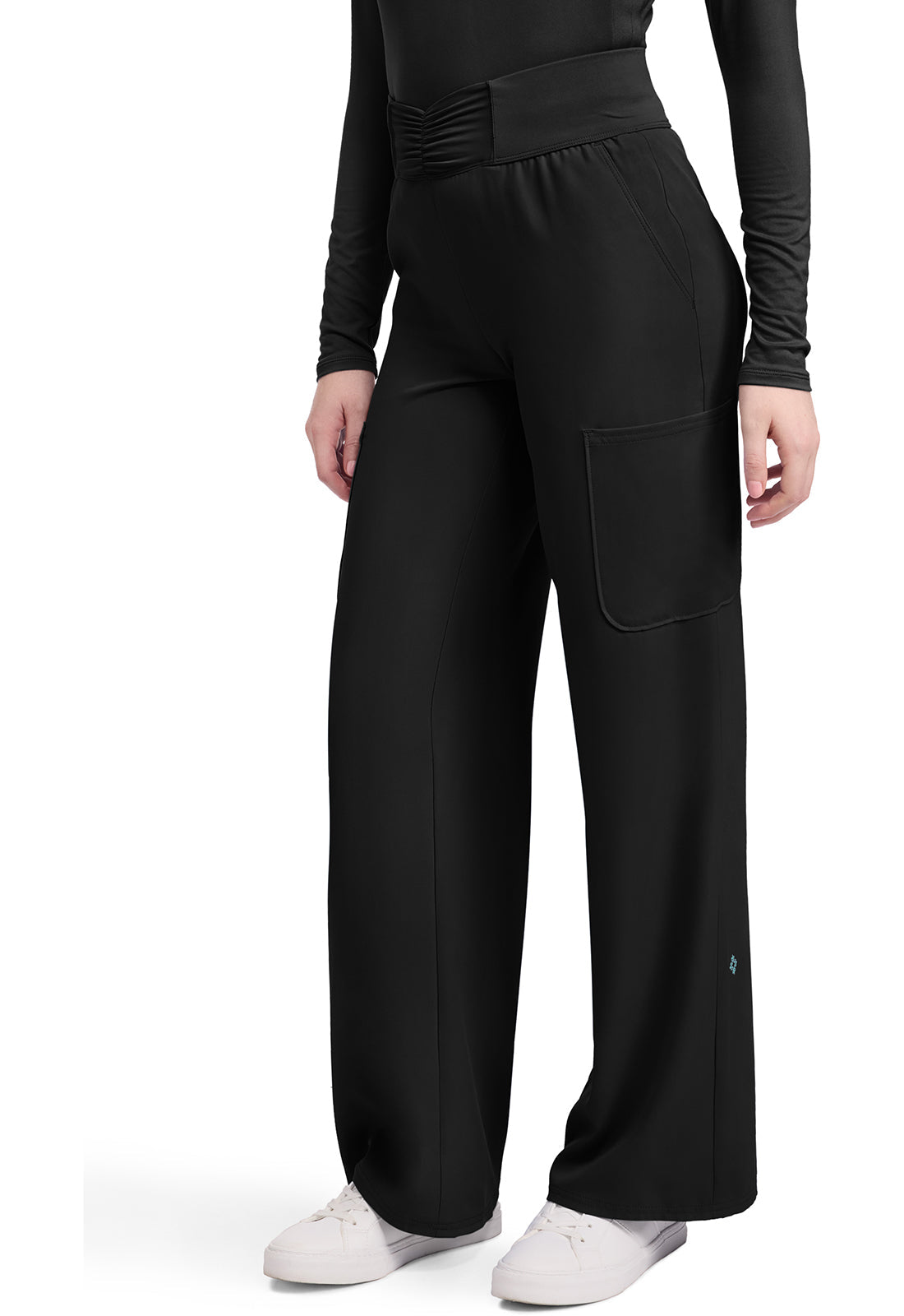 Insight MC011 Women's 5-Pocket Ruched Wide Leg Pants Black