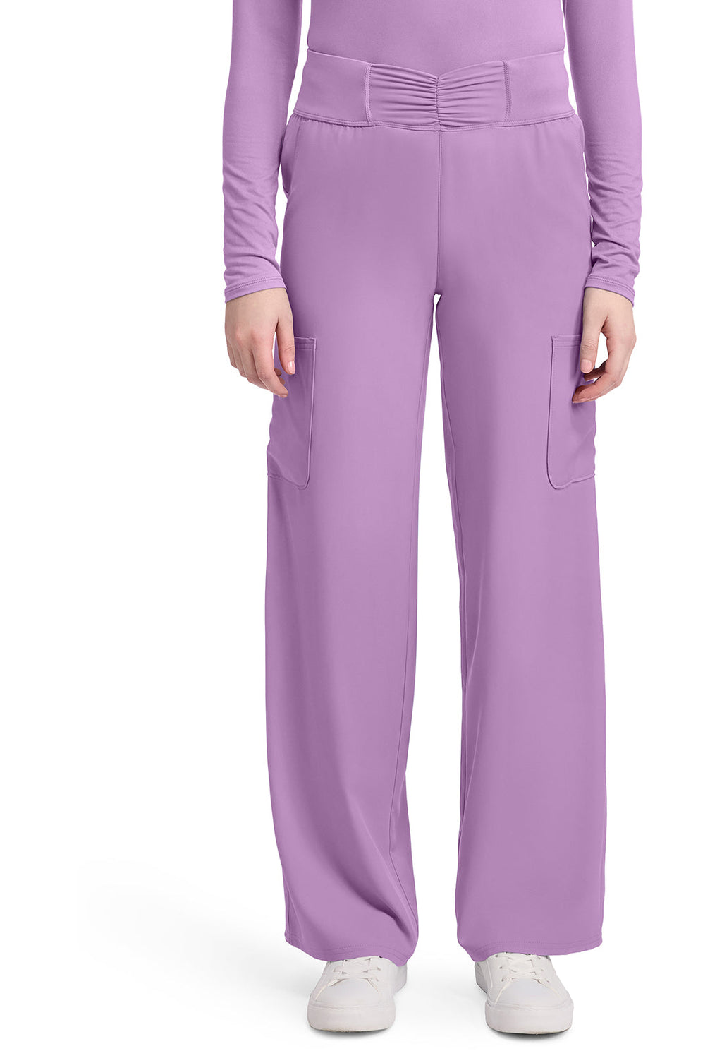 Insight MC011 Women's 5-Pocket Ruched Wide Leg Pants Lilac
