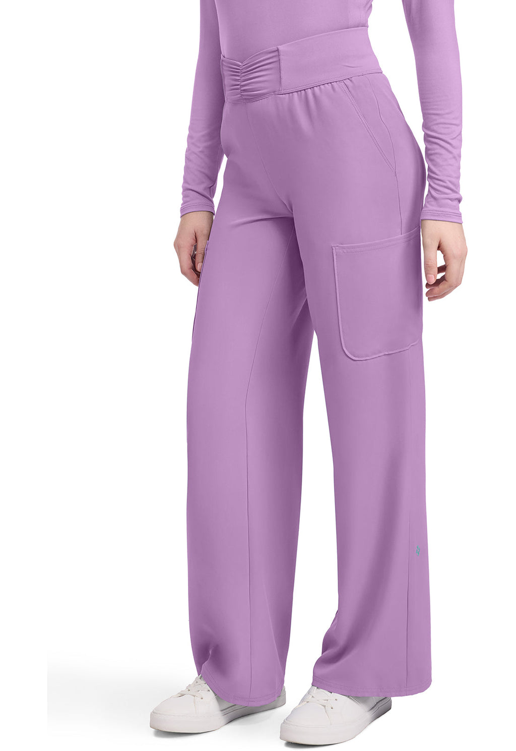 Insight MC011 Women's 5-Pocket Ruched Wide Leg Pants Lilac