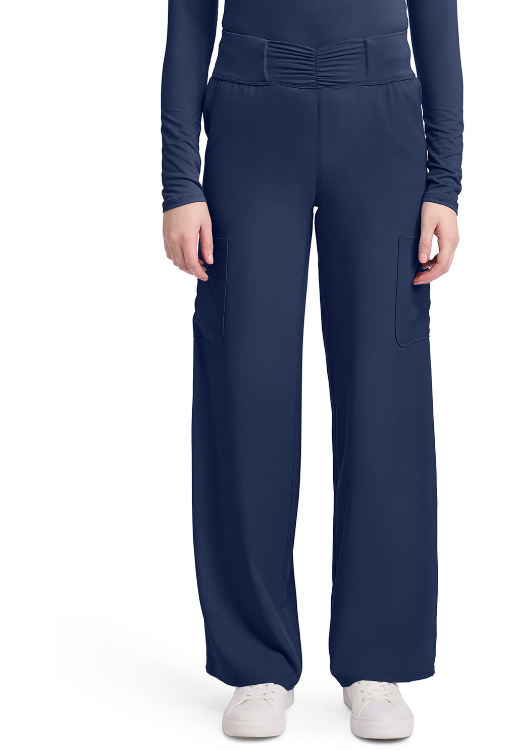 Insight MC011 Women's 5-Pocket Ruched Wide Leg Pants Navy