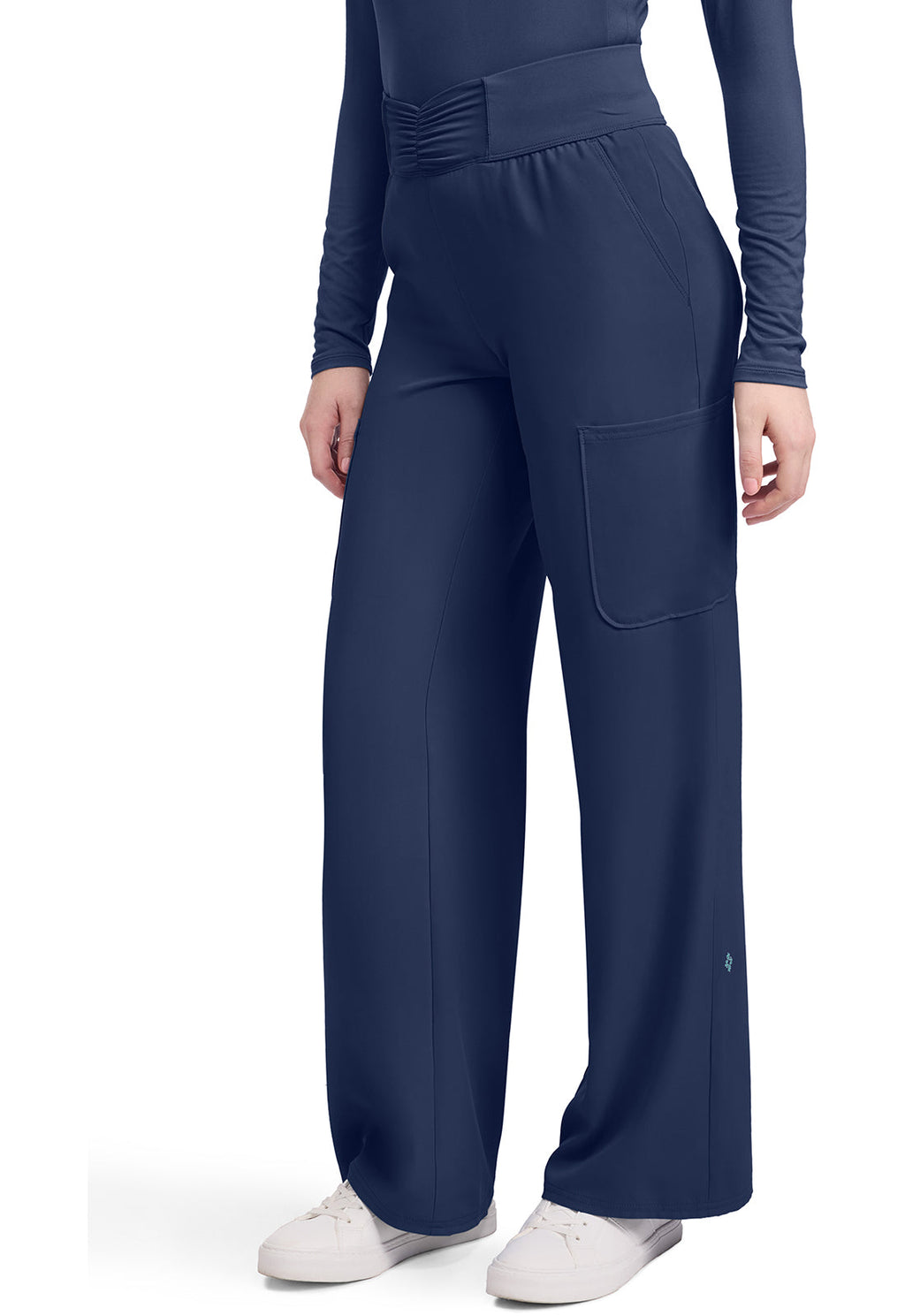 Insight MC011 Women's 5-Pocket Ruched Wide Leg Pants Navy