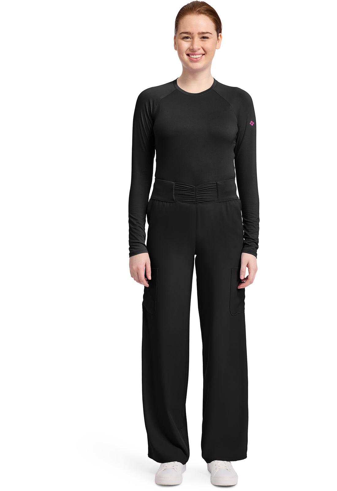 Insight MC011 Women's 5-Pocket Ruched Wide Leg Pants Black