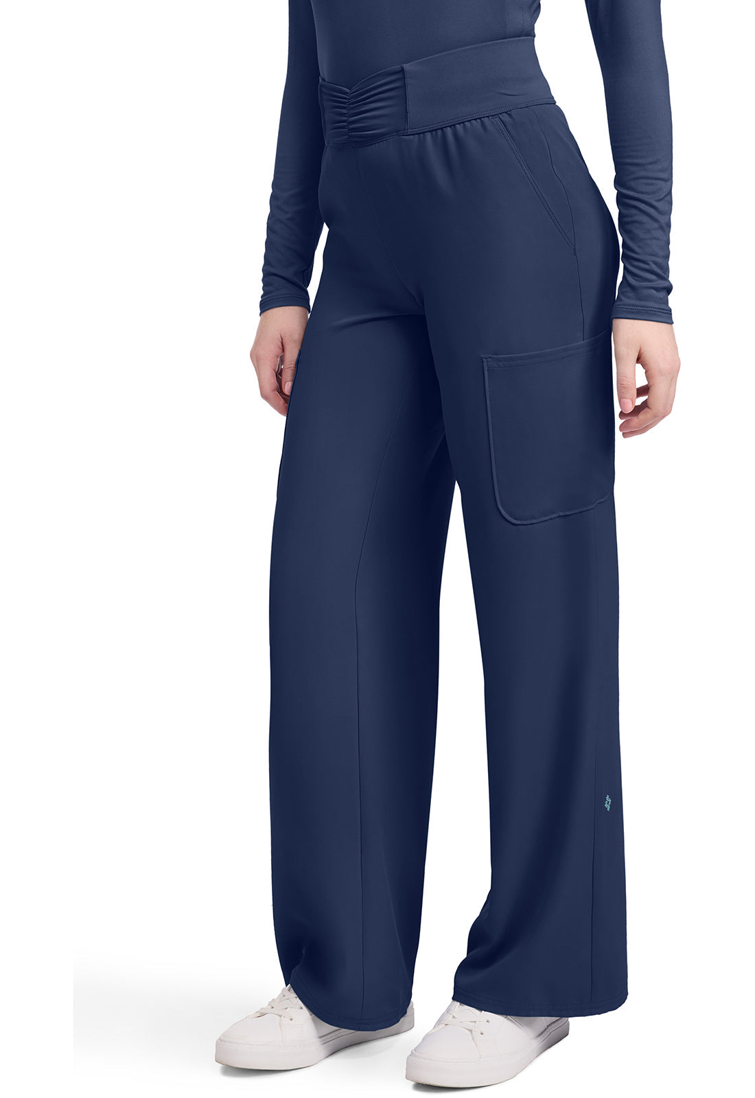 Insight MC011 Women's 5-Pocket Ruched Wide Leg Pants Navy