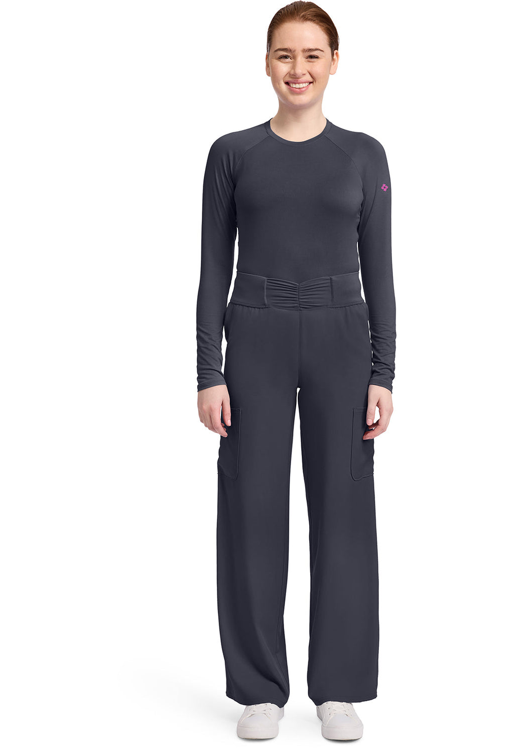 Insight MC011 Women's 5-Pocket Ruched Wide Leg Pants Pewter