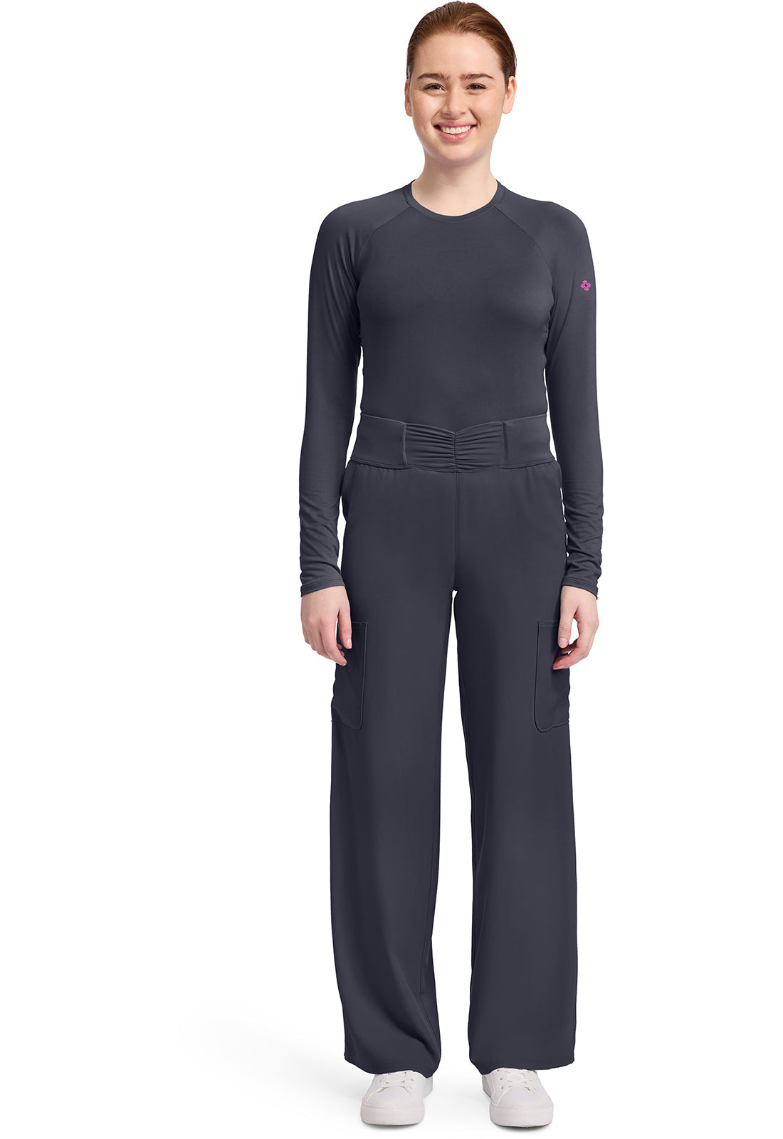 Insight MC011 Women's 5-Pocket Ruched Wide Leg Pants Pewter