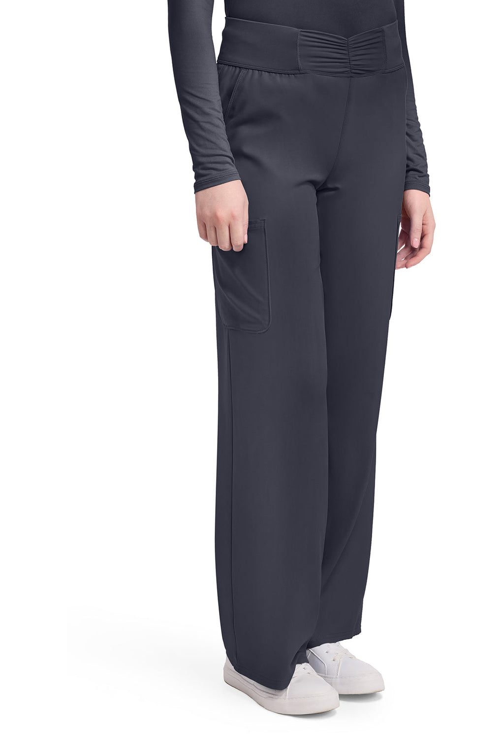 Insight MC011 Women's 5-Pocket Ruched Wide Leg Pants Pewter