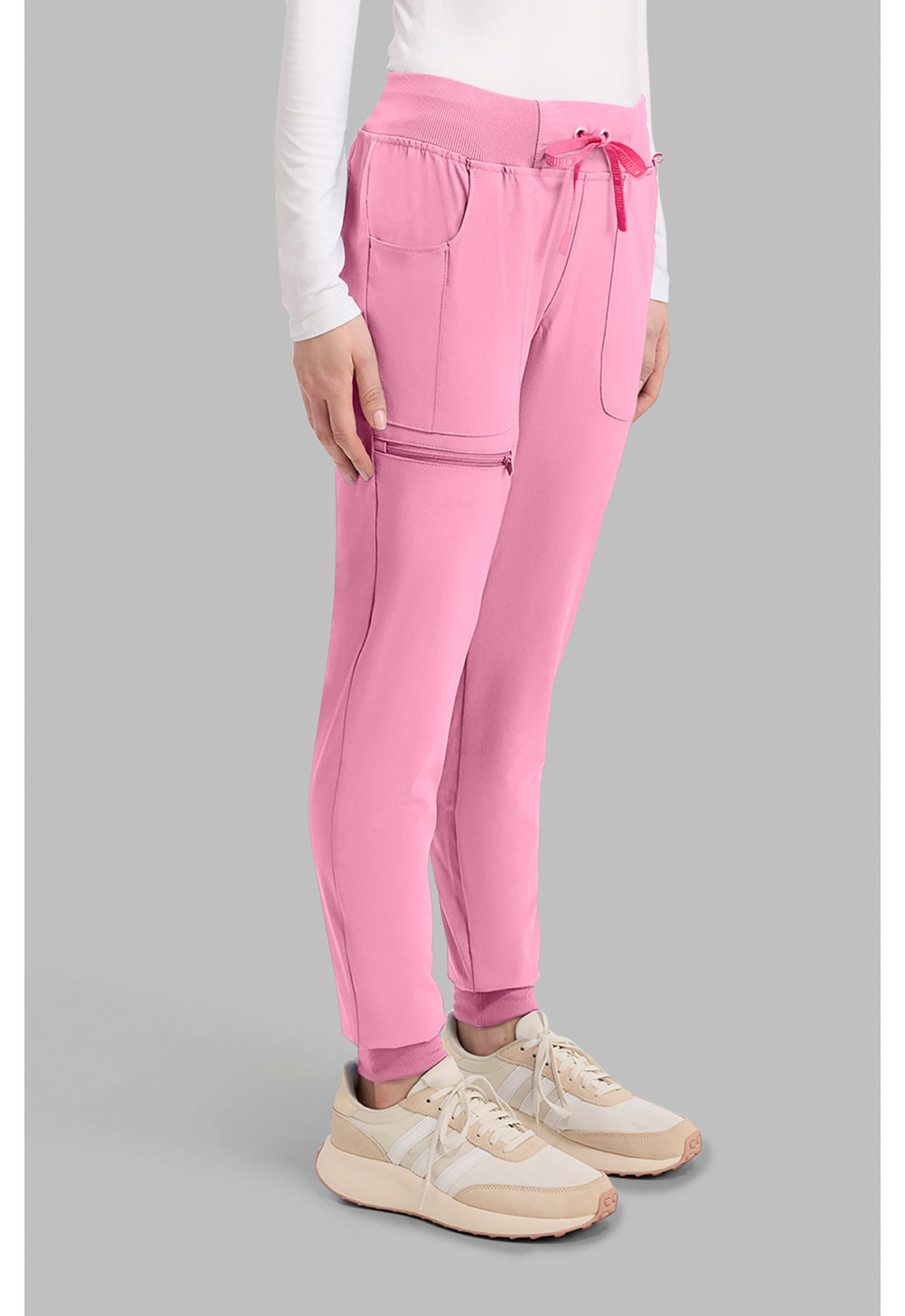 Amp MC102 Women's Mid Rise Scrub Joggers Pixel Pink