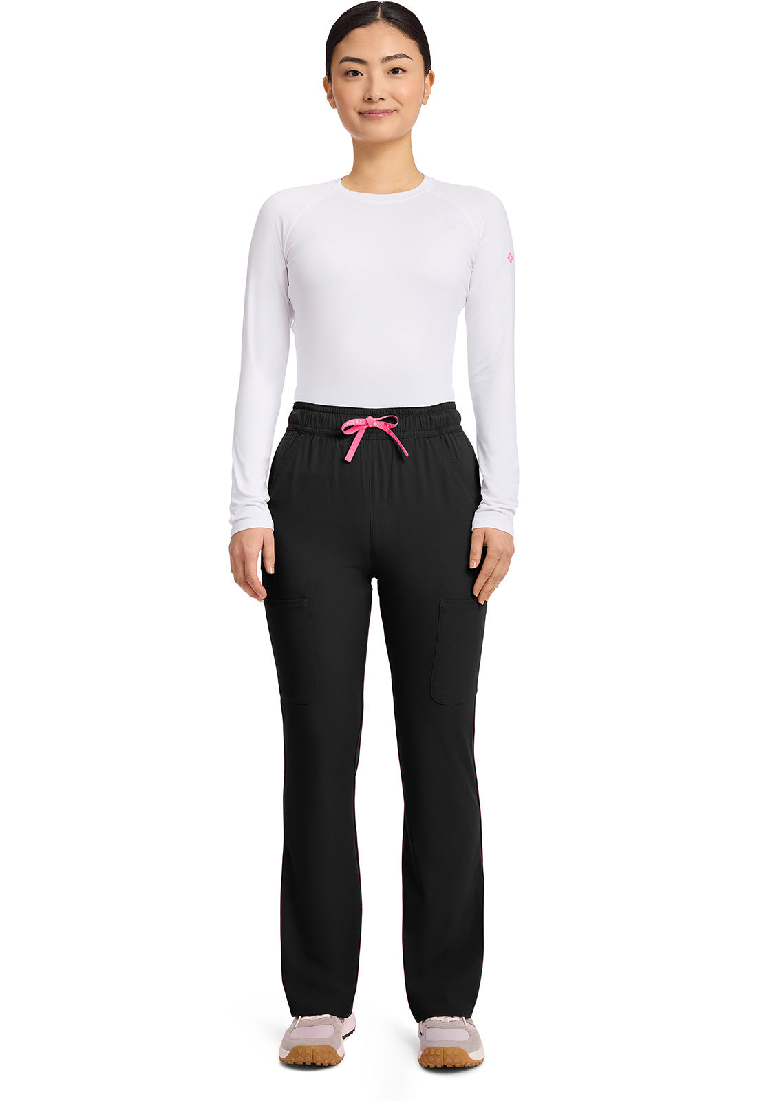 Amp MC104 Women's High Rise 4-Pocket Flare Scrub Pants Black