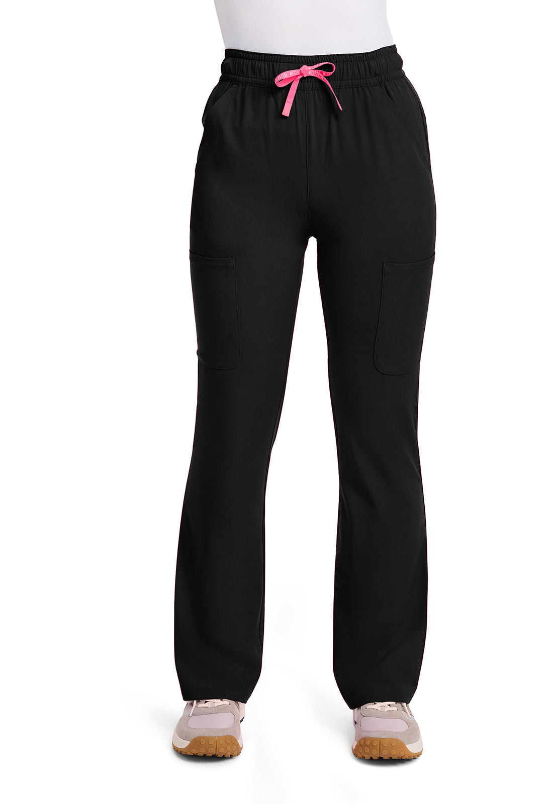 Amp MC104 Women's High Rise 4-Pocket Flare Scrub Pants Black