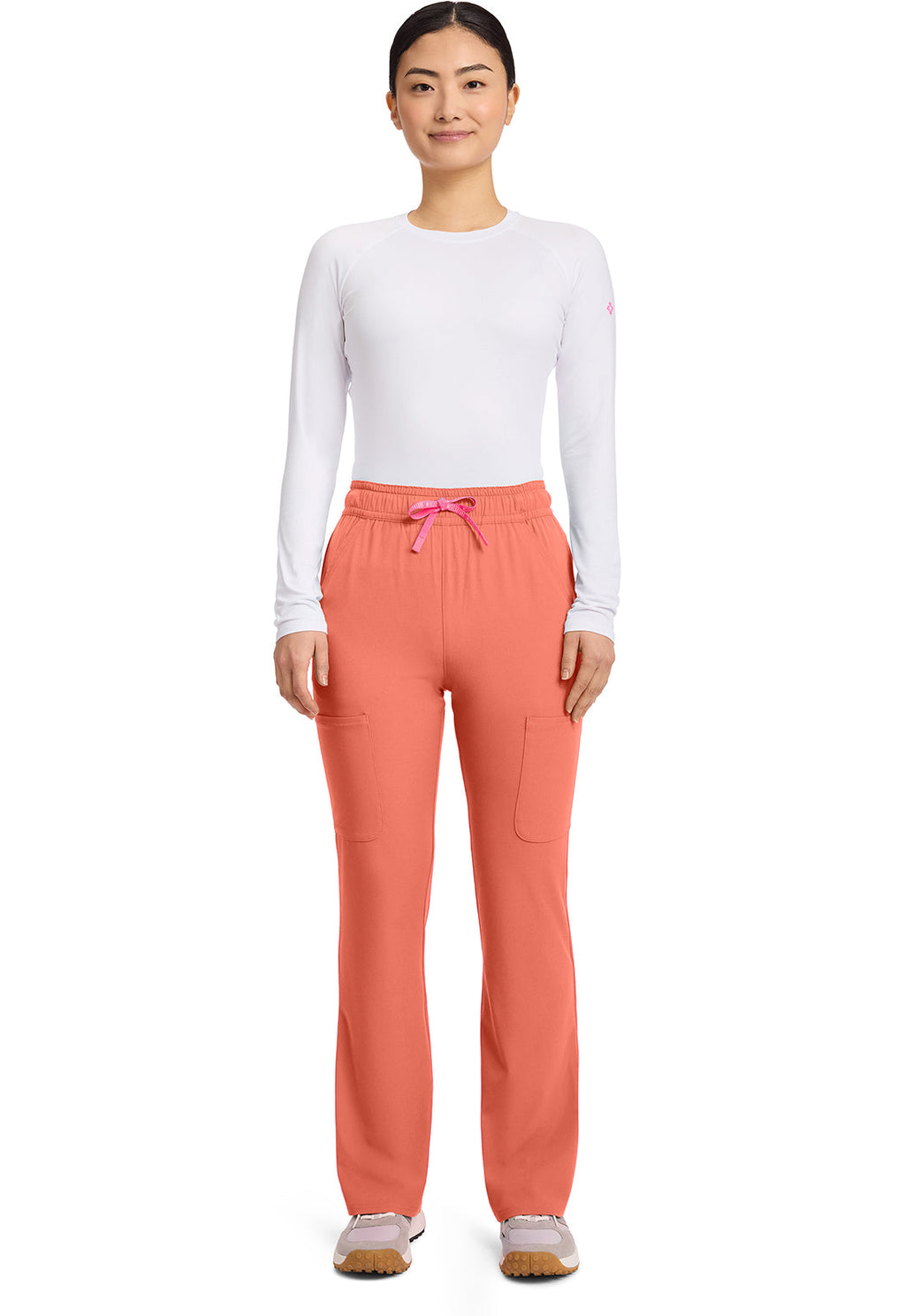 Amp MC104 Women's High Rise 4-Pocket Flare Scrub Pants Coral Fusion