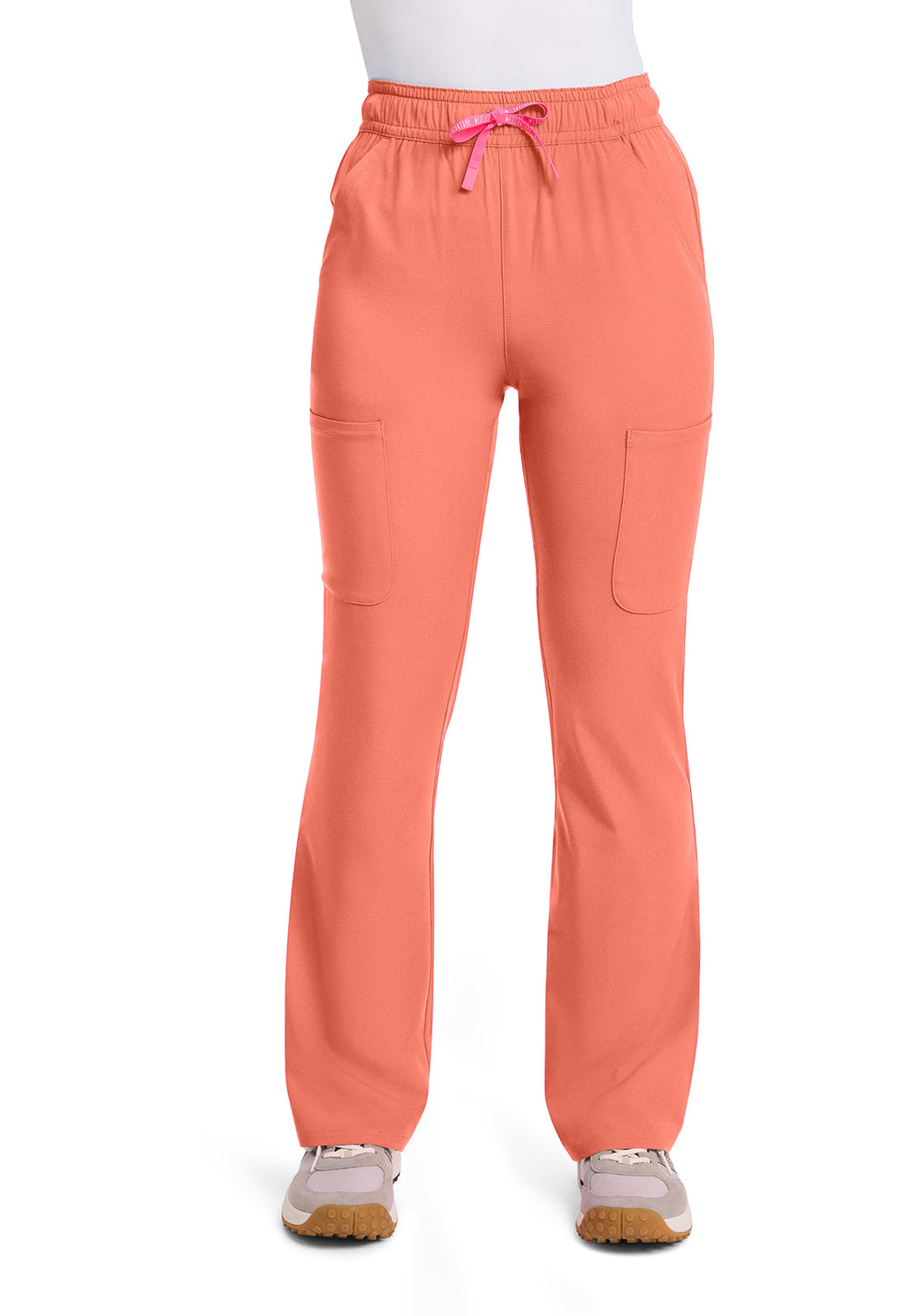 Amp MC104 Women's High Rise 4-Pocket Flare Scrub Pants Coral Fusion