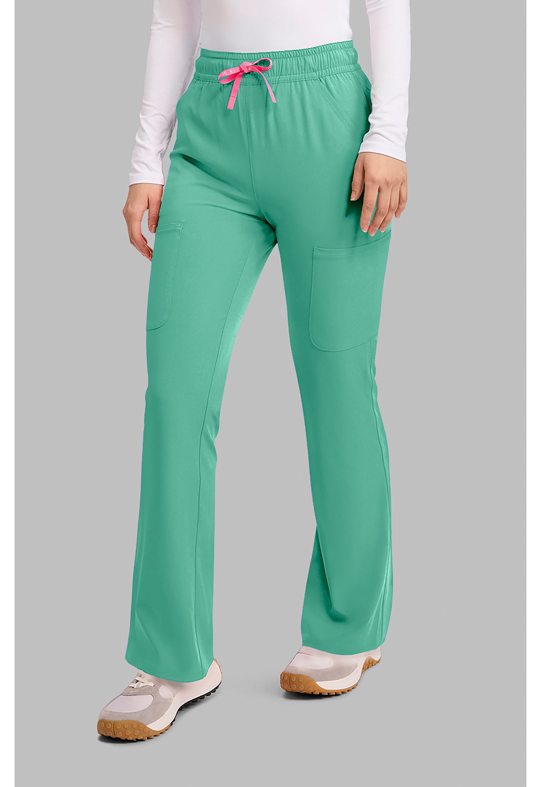 Amp MC104 Women's High Rise 4-Pocket Flare Scrub Pants Mint Condition