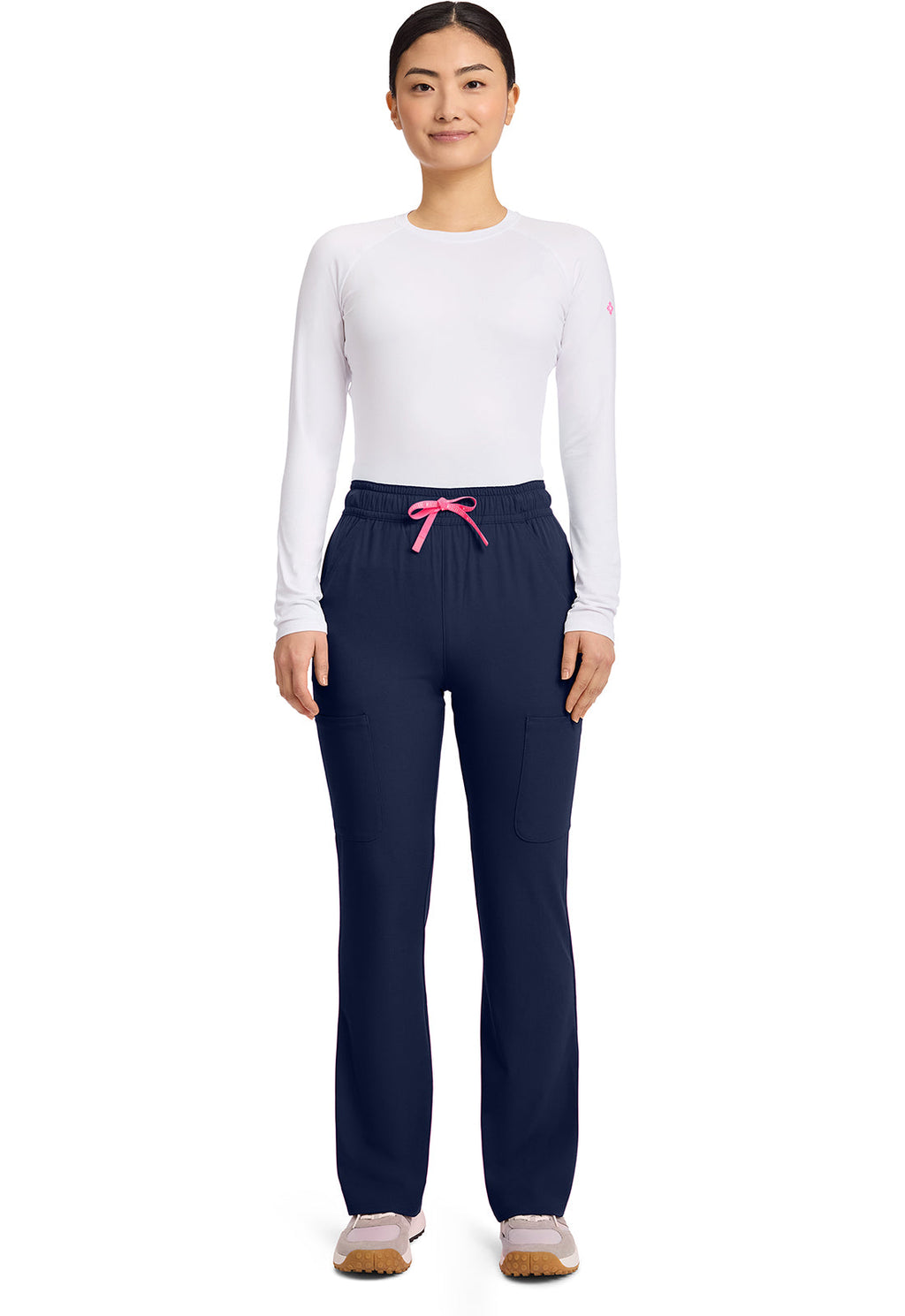 Amp MC104 Women's High Rise 4-Pocket Flare Scrub Pants Navy