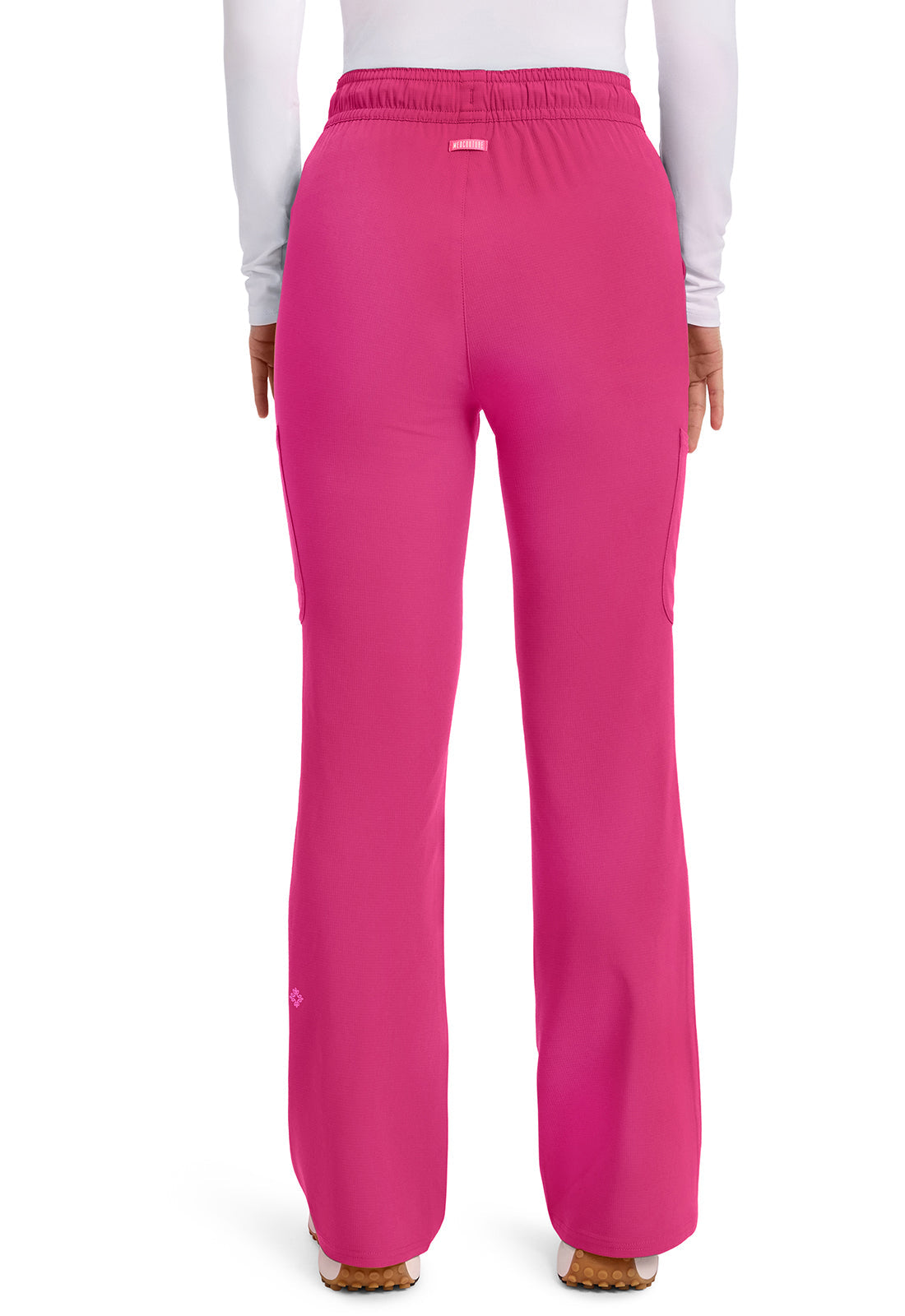 Amp MC104 Women's High Rise 4-Pocket Flare Scrub Pants Pink Power