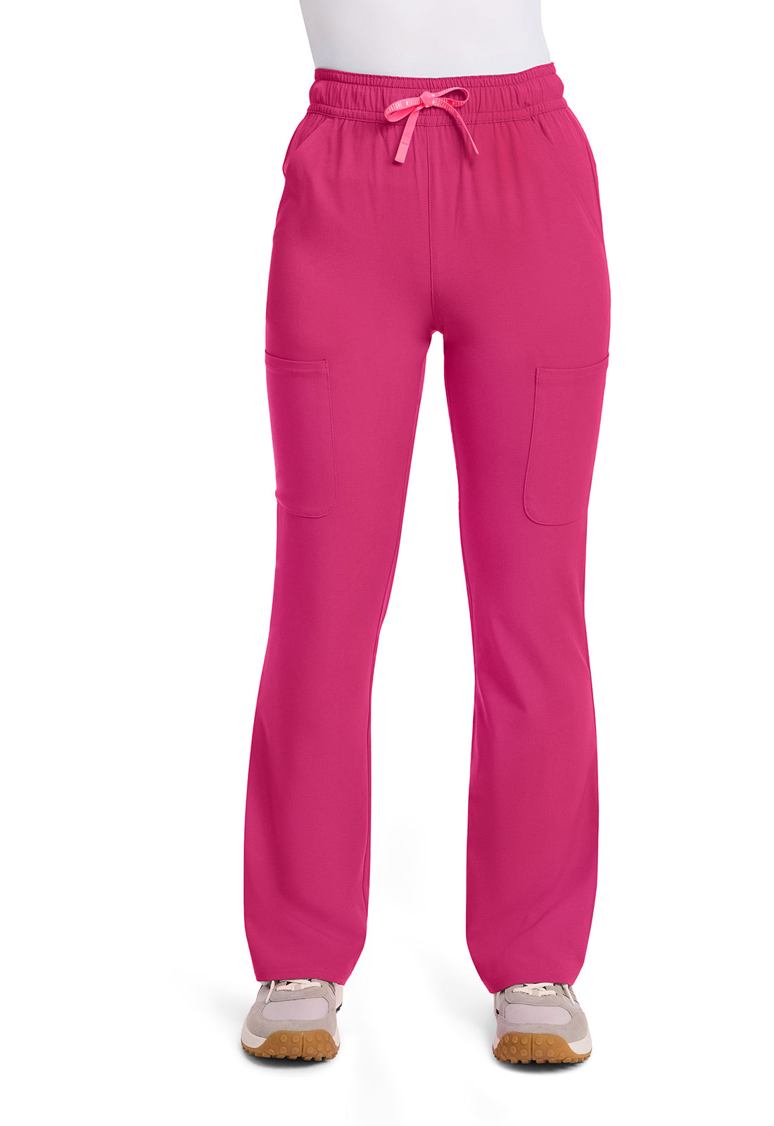 Amp MC104 Women's High Rise 4-Pocket Flare Scrub Pants Pink Power
