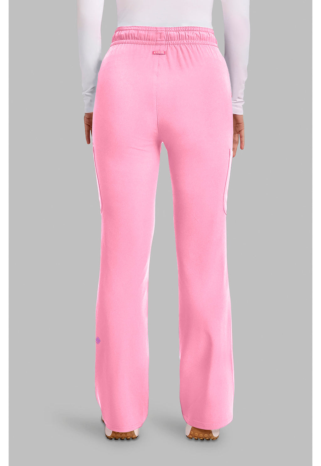 Amp MC104 Women's High Rise 4-Pocket Flare Scrub Pants Pixel Pink