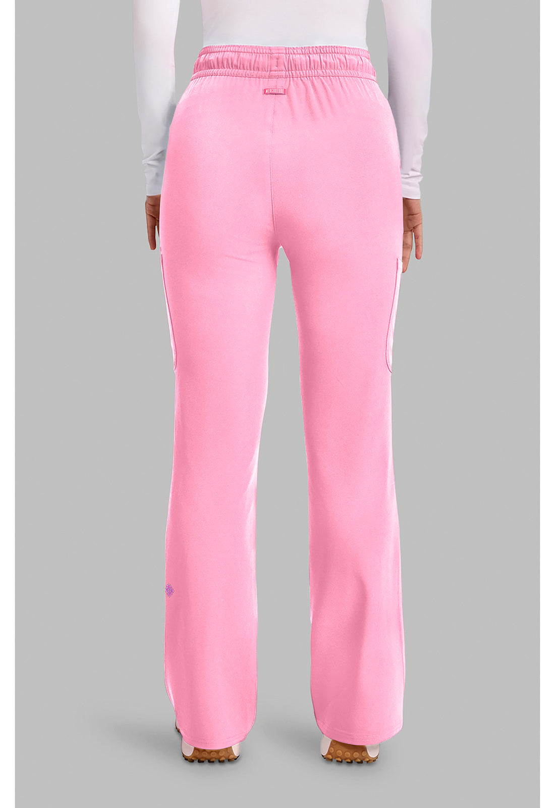 Amp MC104 Women's High Rise 4-Pocket Flare Scrub Pants Pixel Pink