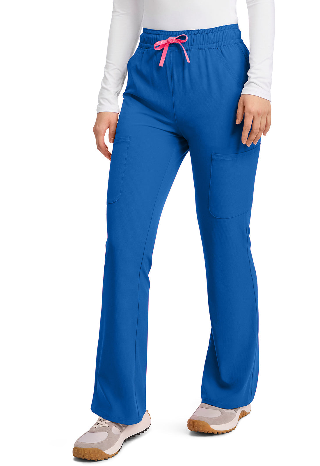 Amp MC104 Women's Women's High Rise 4-Pocket Flare Scrub Pants Royal