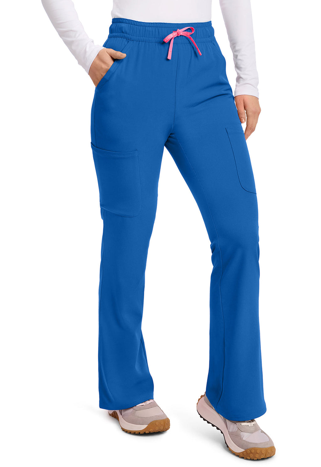 Amp MC104 Women's Women's High Rise 4-Pocket Flare Scrub Pants Royal