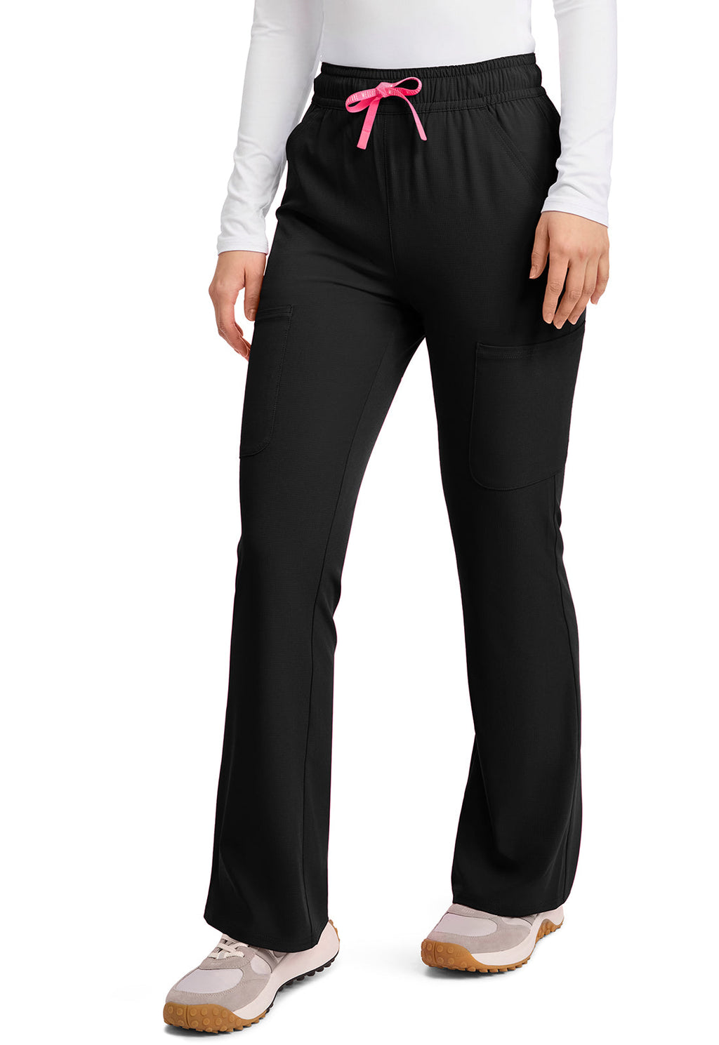 Amp MC104 Women's High Rise 4-Pocket Flare Scrub Pants Black