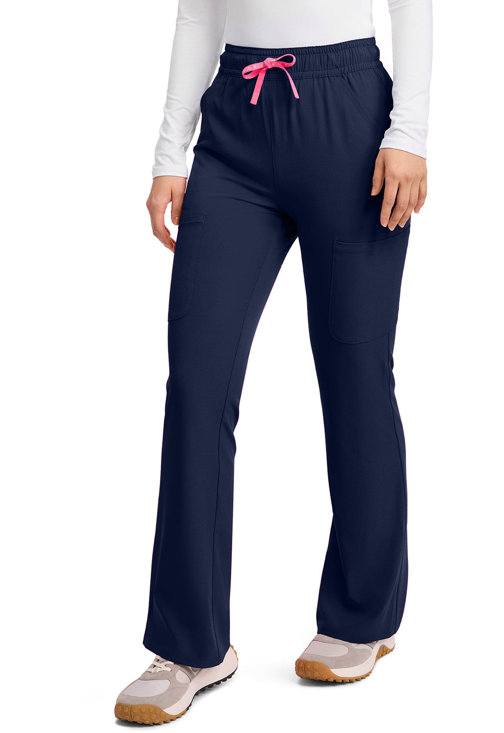 Amp MC104 Women's High Rise 4-Pocket Flare Scrub Pants Navy