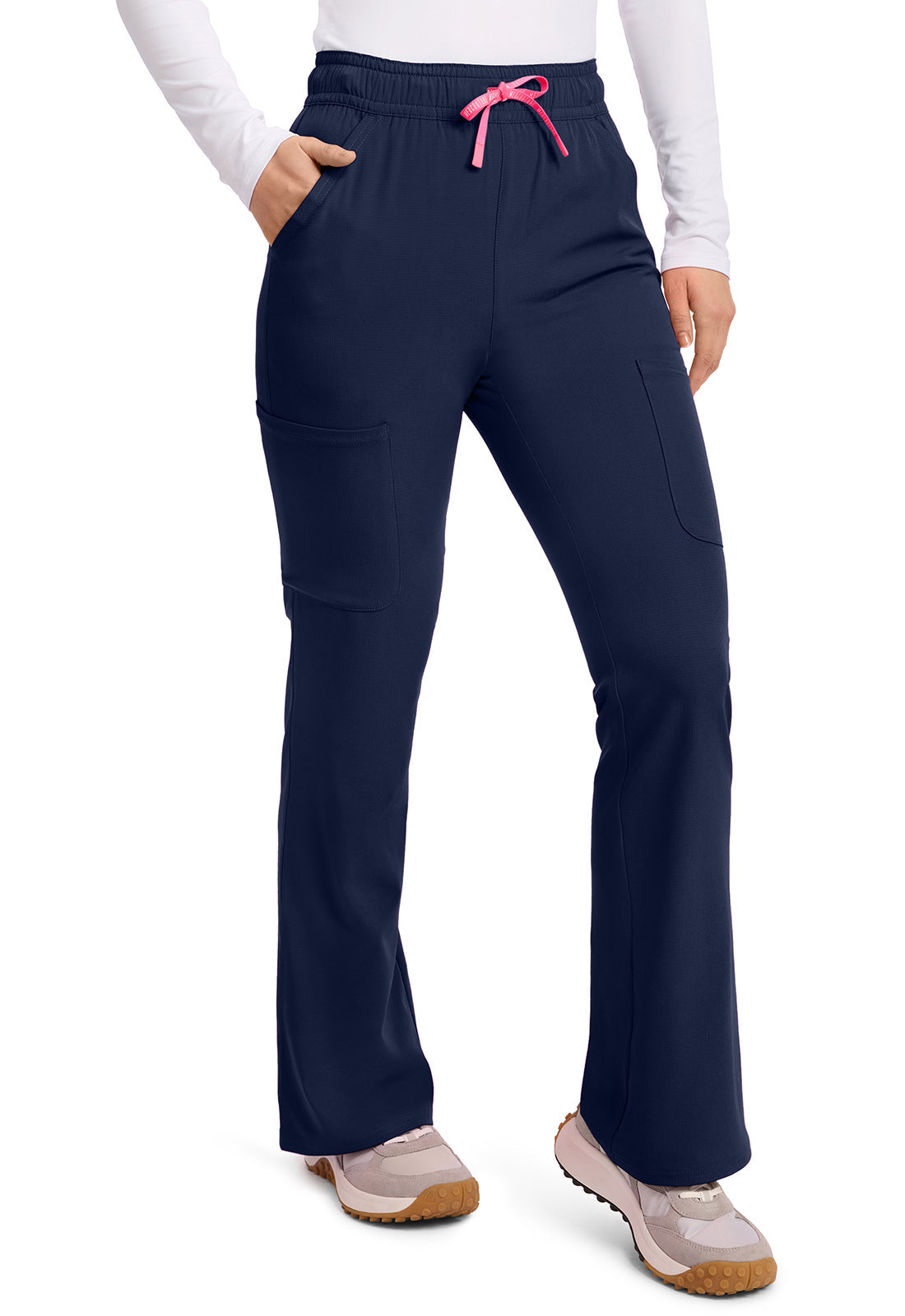 Amp MC104 Women's High Rise 4-Pocket Flare Scrub Pants Navy