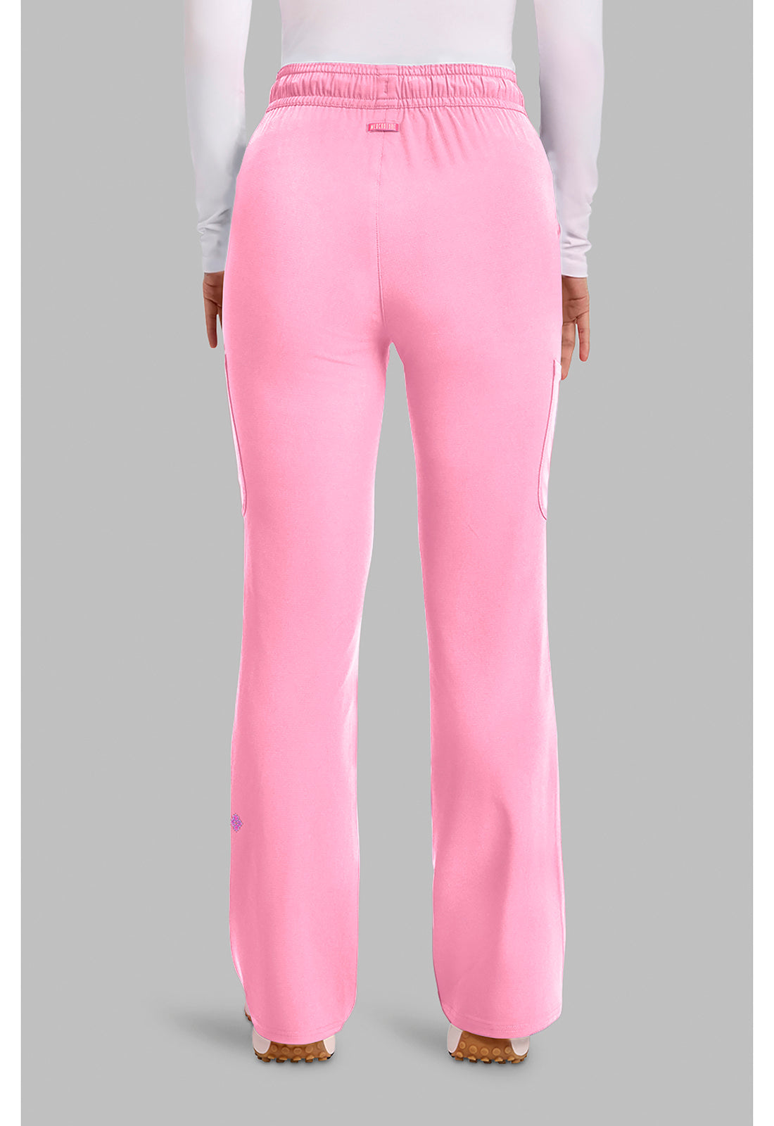 Amp MC104 Women's High Rise 4-Pocket Flare Scrub Pants Pixel Pink