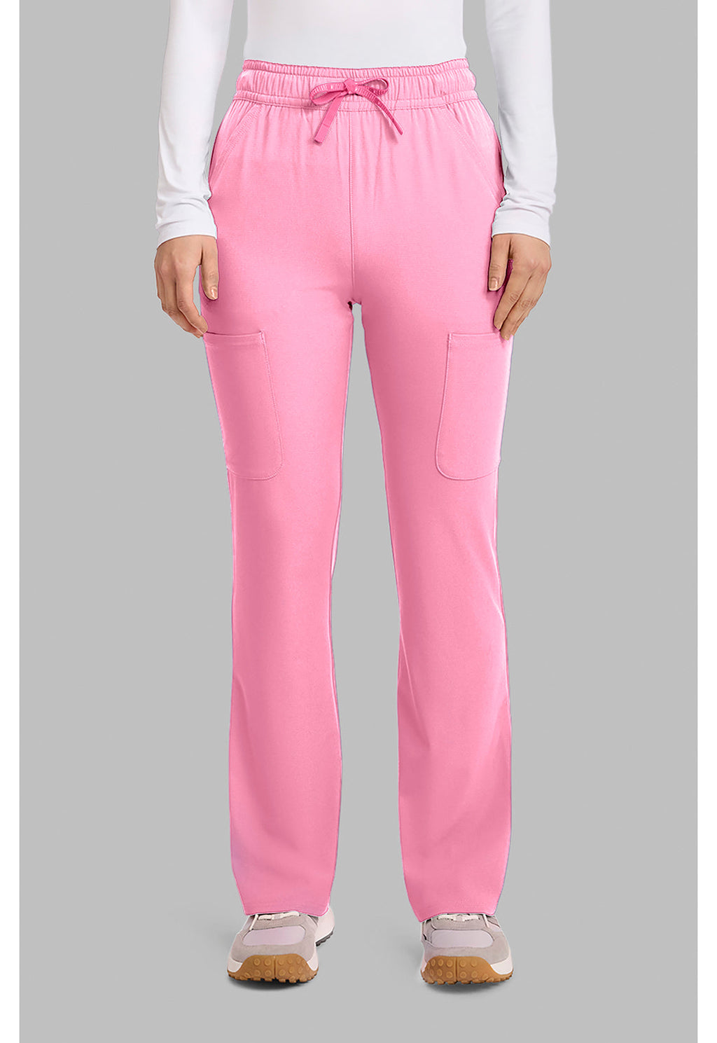 Amp MC104 Women's High Rise 4-Pocket Flare Scrub Pants Pixel Pink