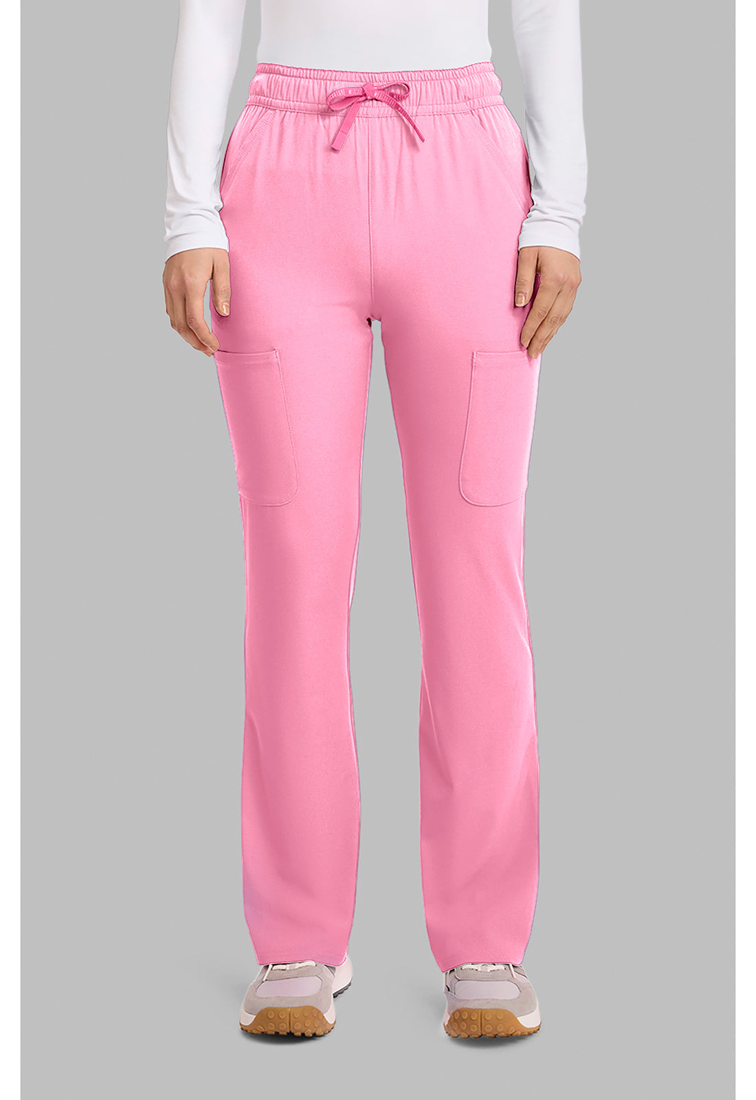 Amp MC104 Women's High Rise 4-Pocket Flare Scrub Pants Pixel Pink