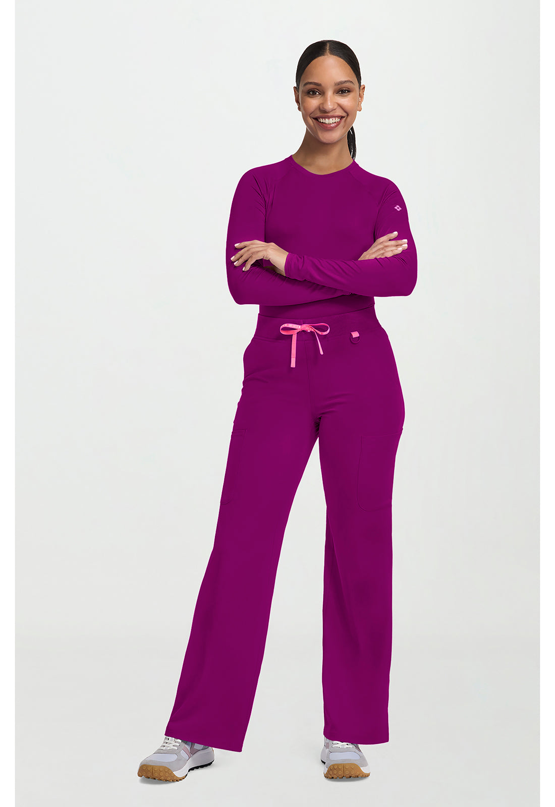 Amp MC109 Women's Wide Leg Pull On Scrub Pants Plum Royale