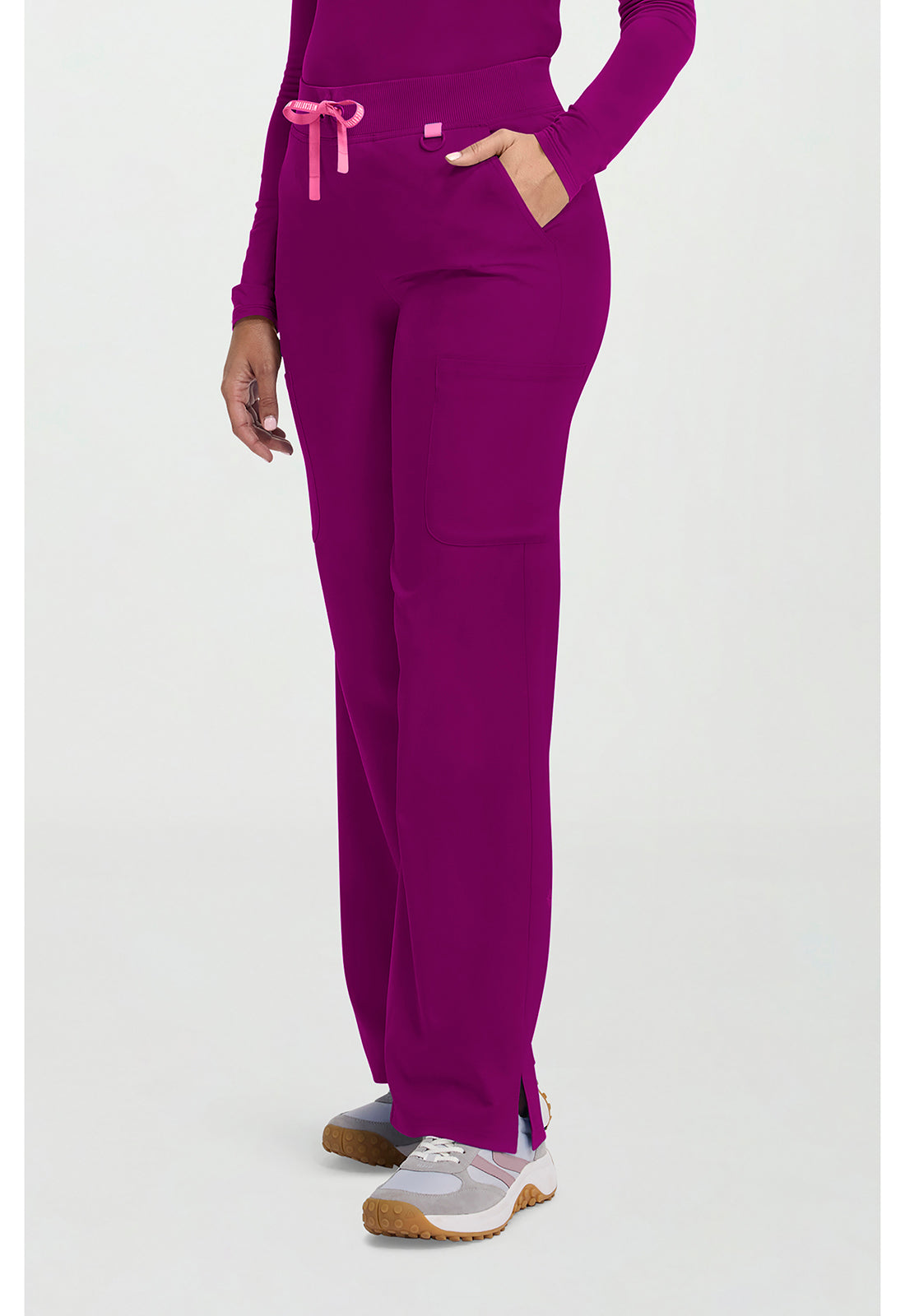 Amp MC109 Women's Wide Leg Pull On Scrub Pants Plum Royale