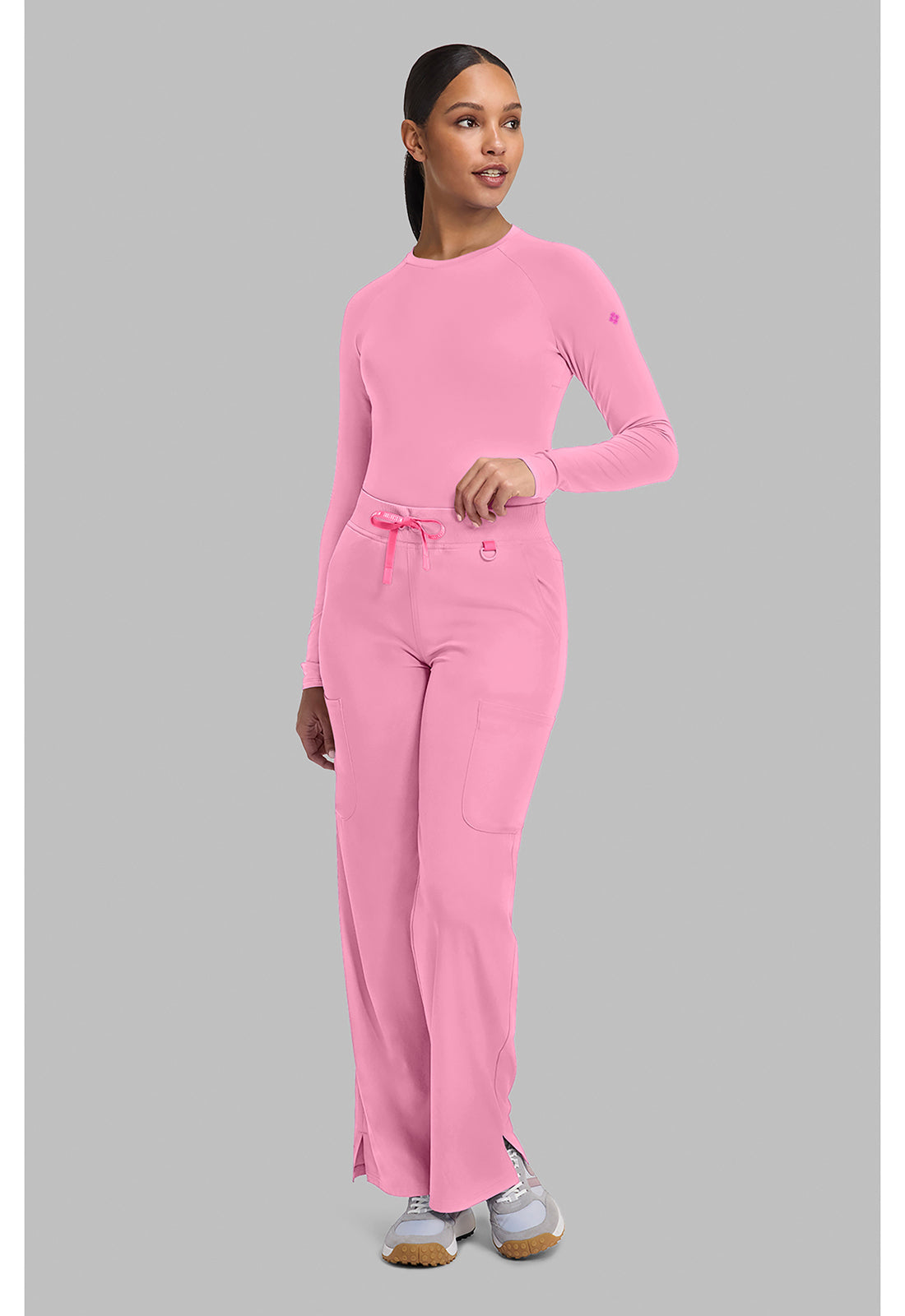 Amp MC109 Women's Wide Leg Pull On Scrub Pants Pixel Pink