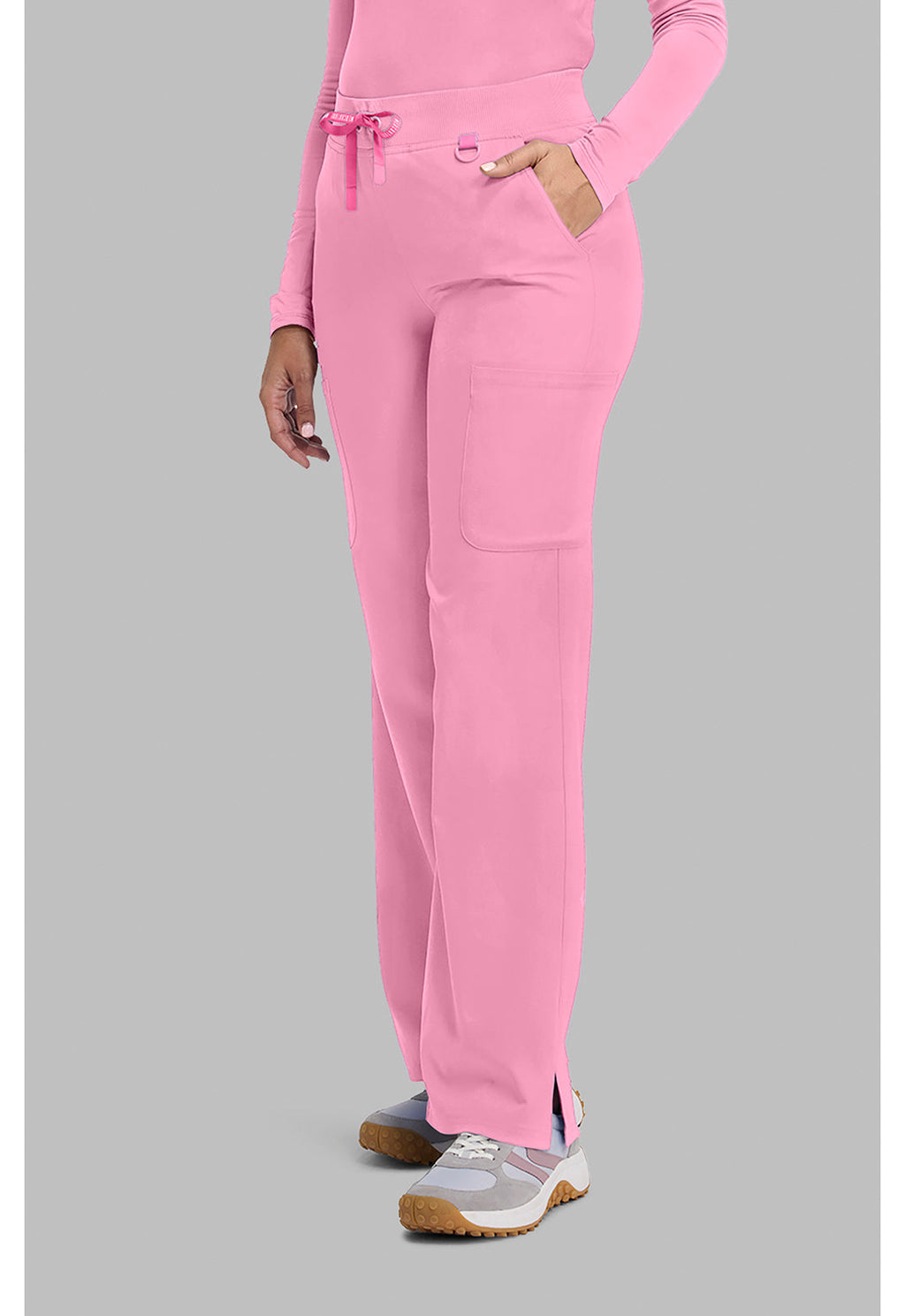 Amp MC109 Women's Wide Leg Pull On Scrub Pants Pixel Pink