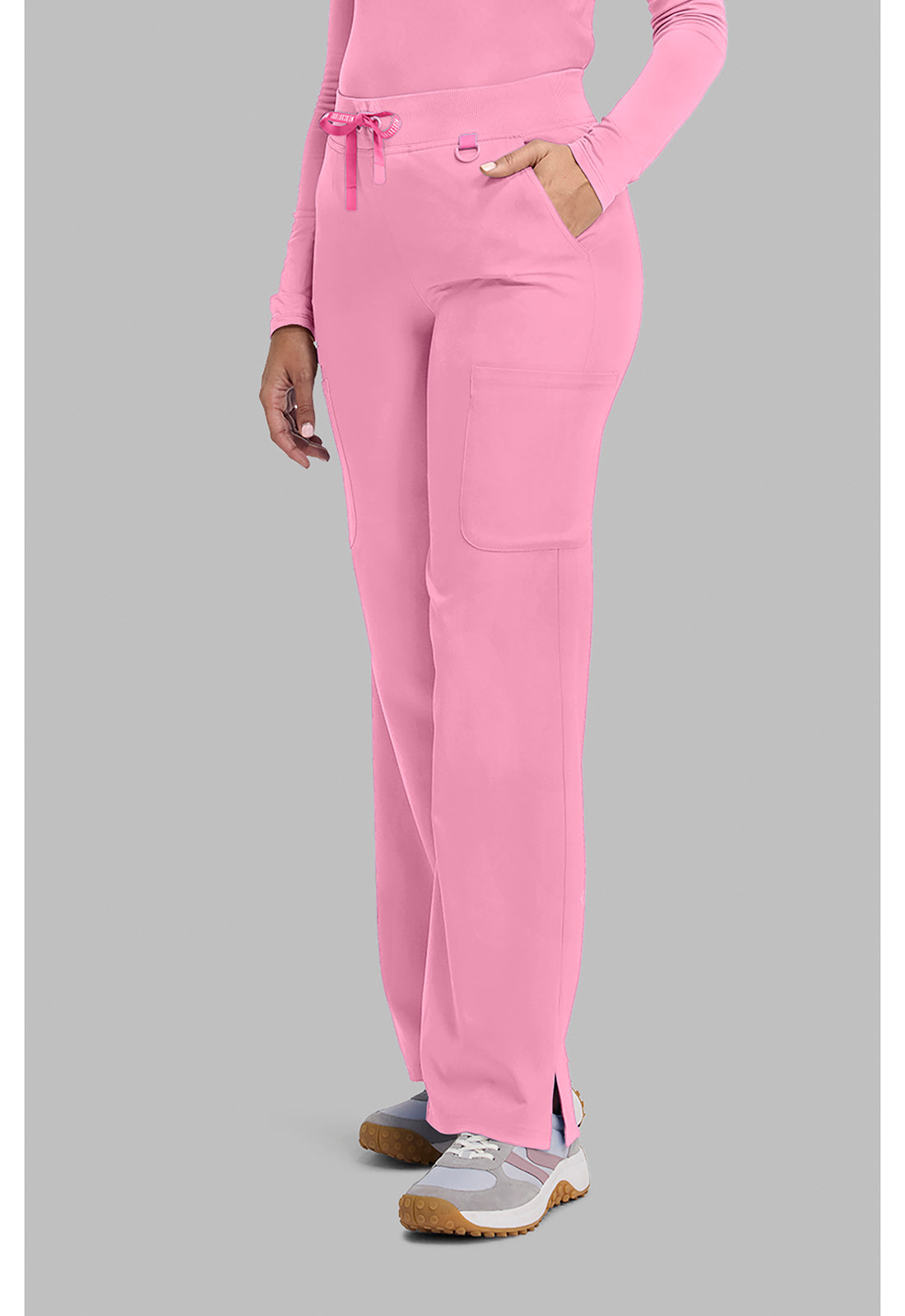 Amp MC109 Women's Wide Leg Pull On Scrub Pants Pixel Pink