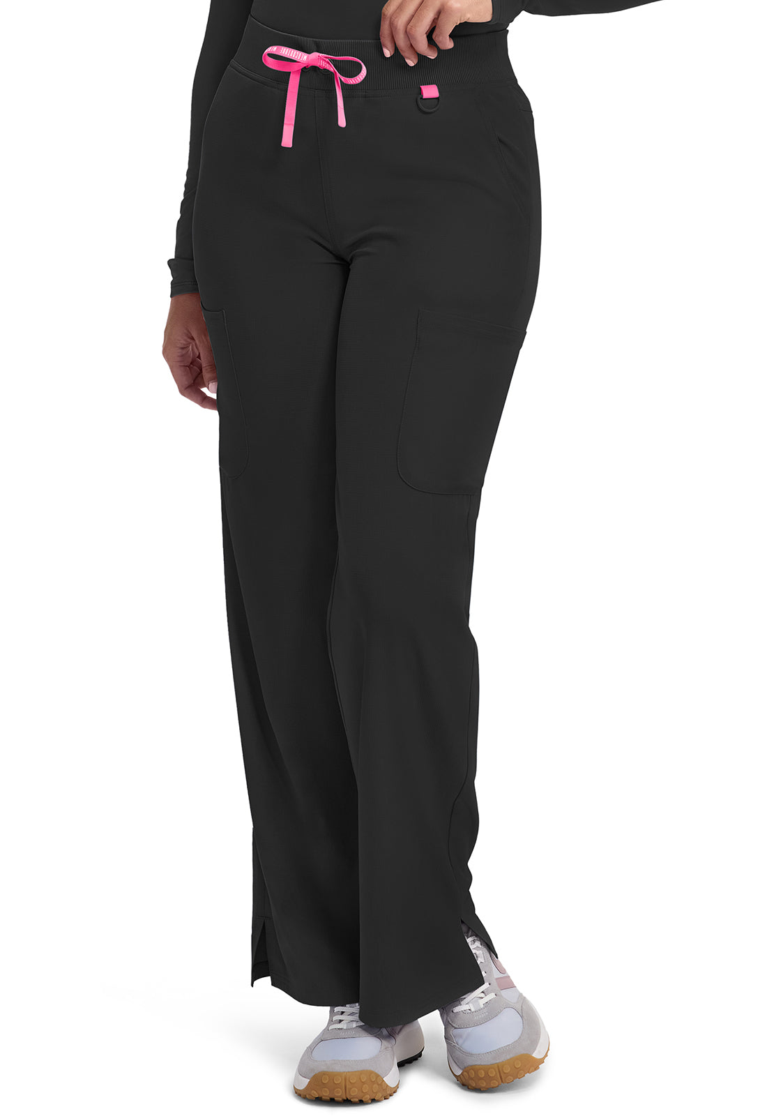 Amp MC109 Women's Wide Leg Pull On Scrub Pants Black