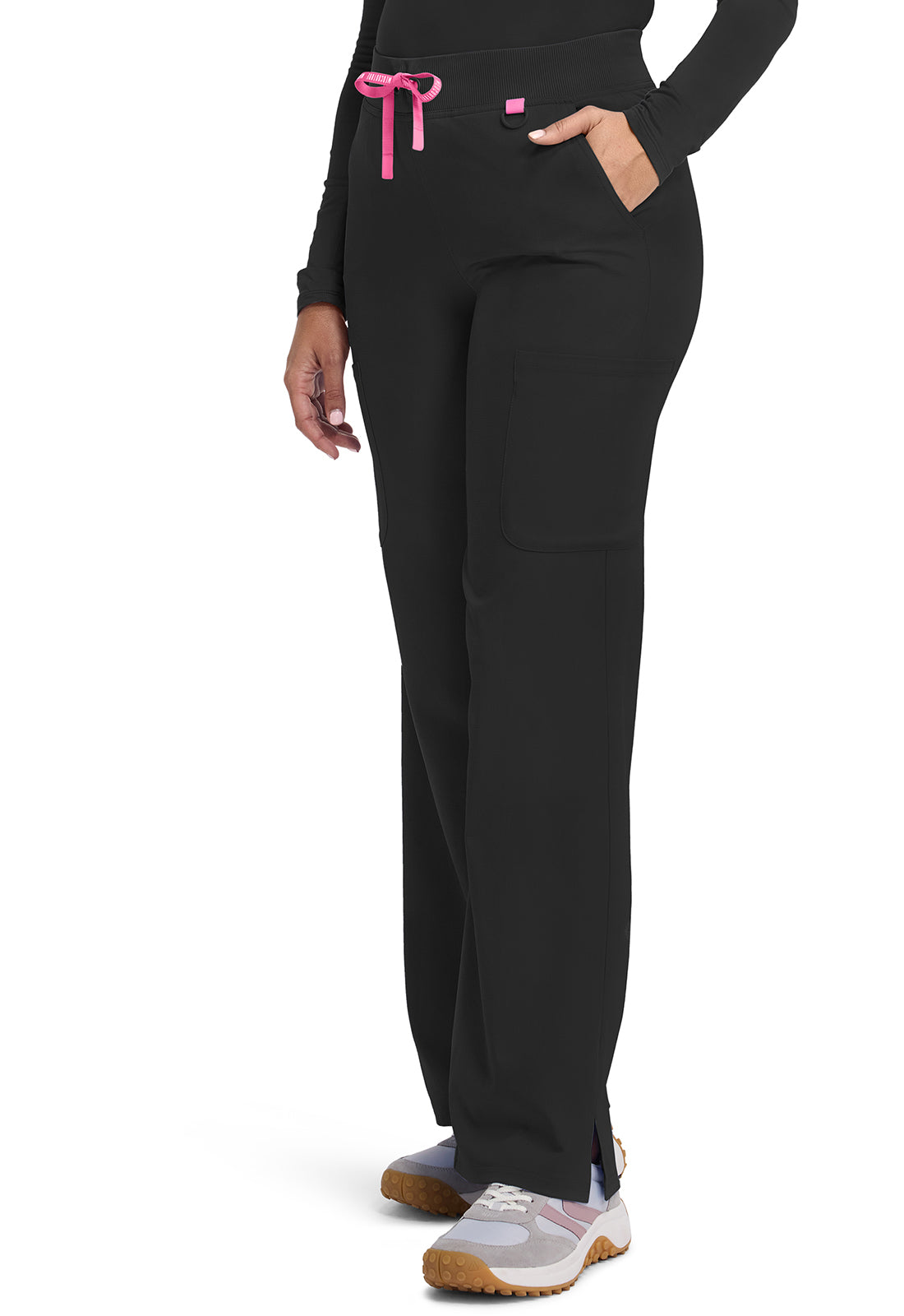 Amp MC109 Women's Wide Leg Pull On Scrub Pants Black