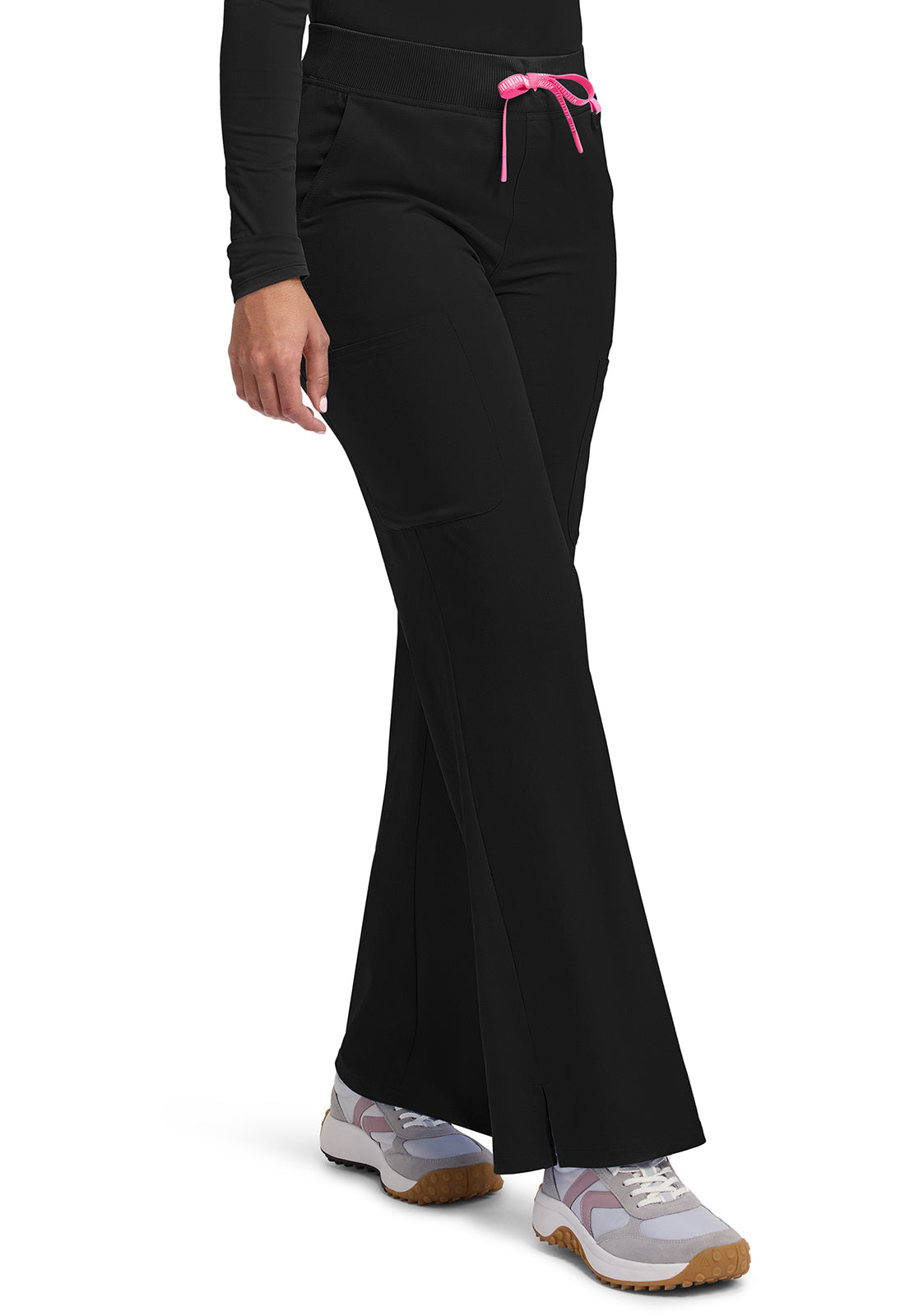 Amp MC109 Women's Wide Leg Pull On Scrub Pants Black
