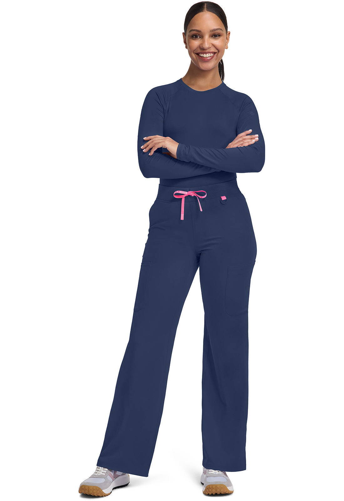 Amp MC109 Women's Wide Leg Pull On Scrub Pants Navy