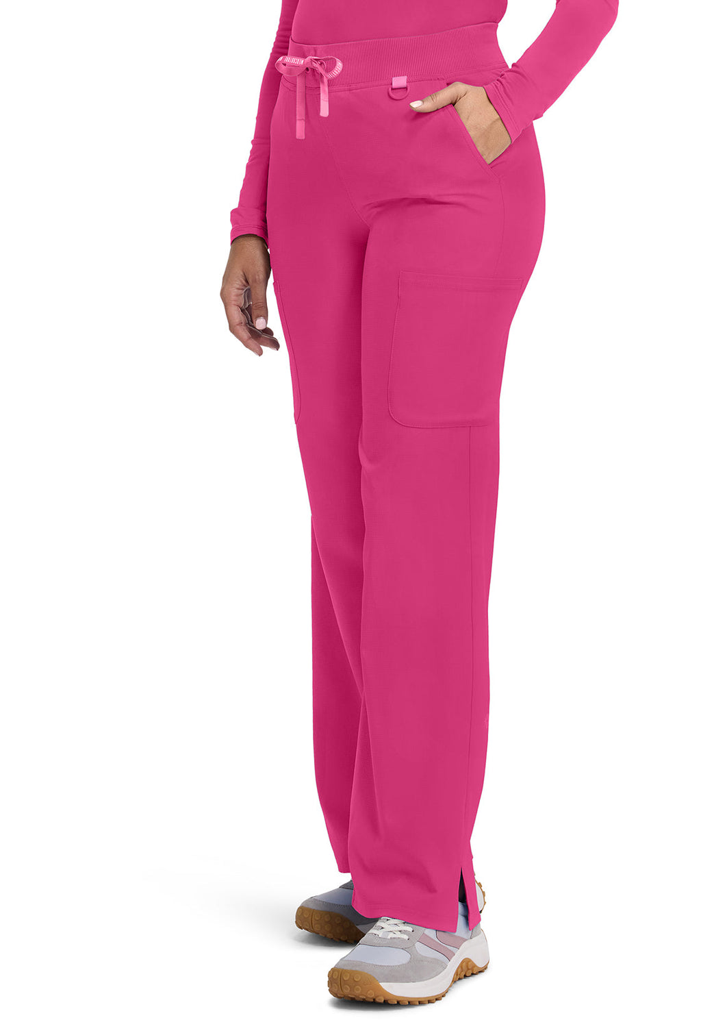 Amp MC109 Women's Wide Leg Pull On Scrub Pants Pink Power