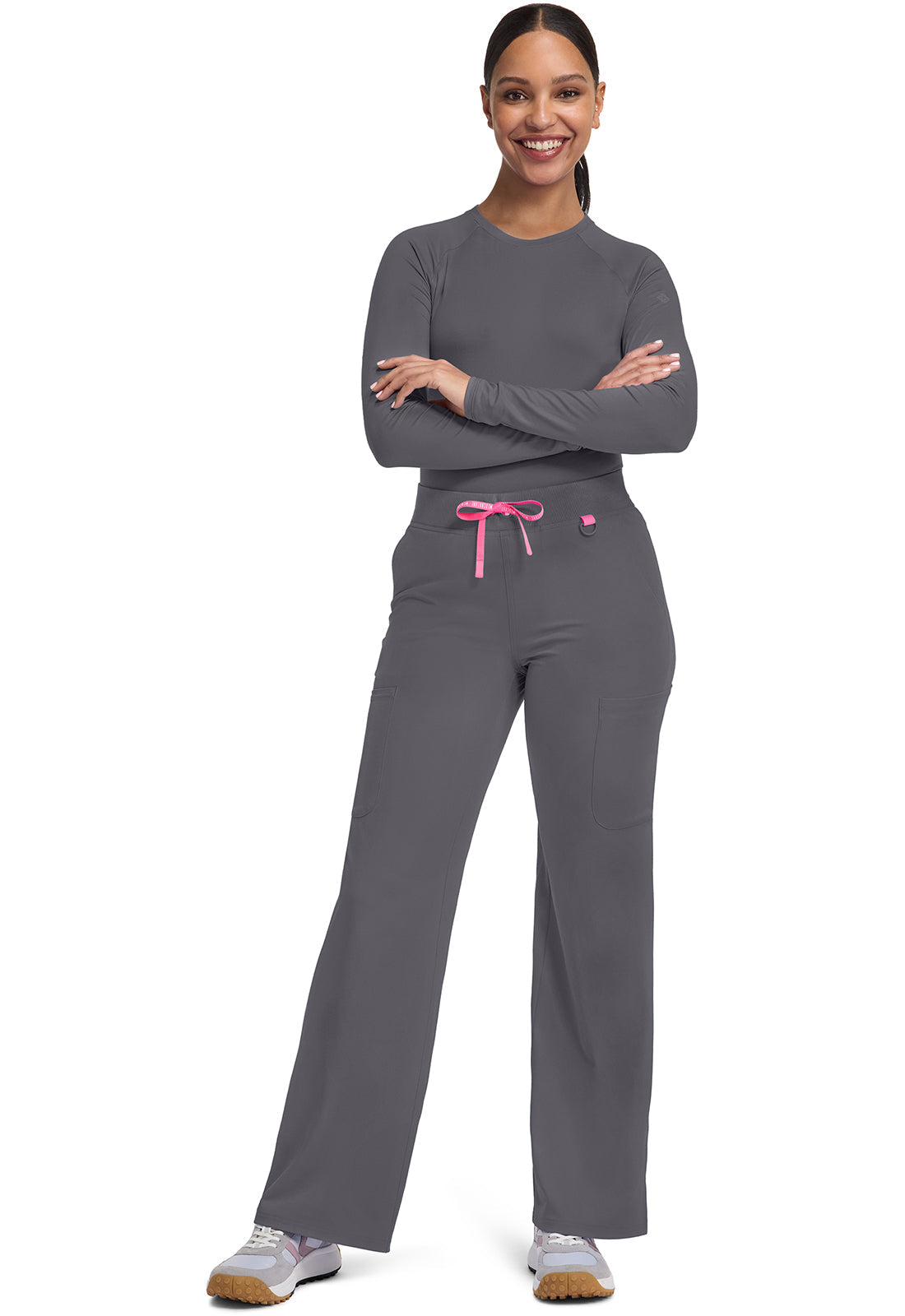 Amp MC109 Women's Wide Leg Pull On Scrub Pants Pewter