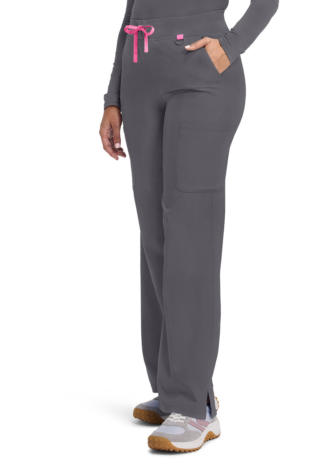 Amp MC109 Women's Wide Leg Pull On Scrub Pants Pewter
