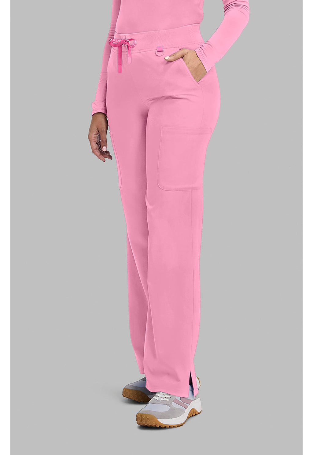 Amp MC109 Women's Wide Leg Pull On Scrub Pants Pixel Pink