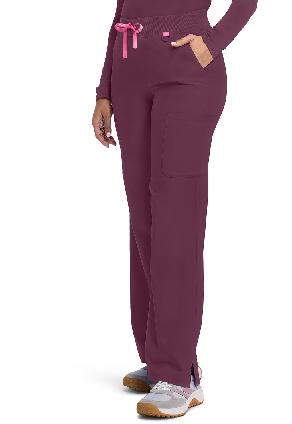 Amp MC109 Women's Wide Leg Pull On Scrub Pants Wine