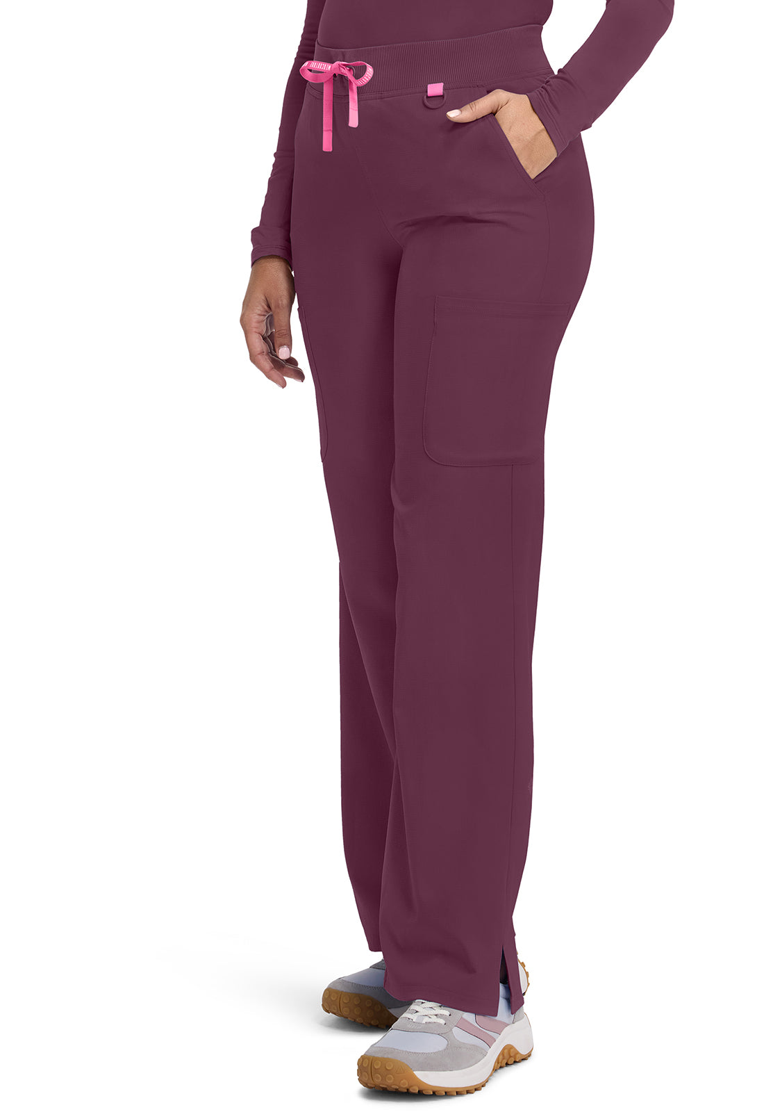Amp MC109 Women's Wide Leg Pull On Scrub Pants Wine
