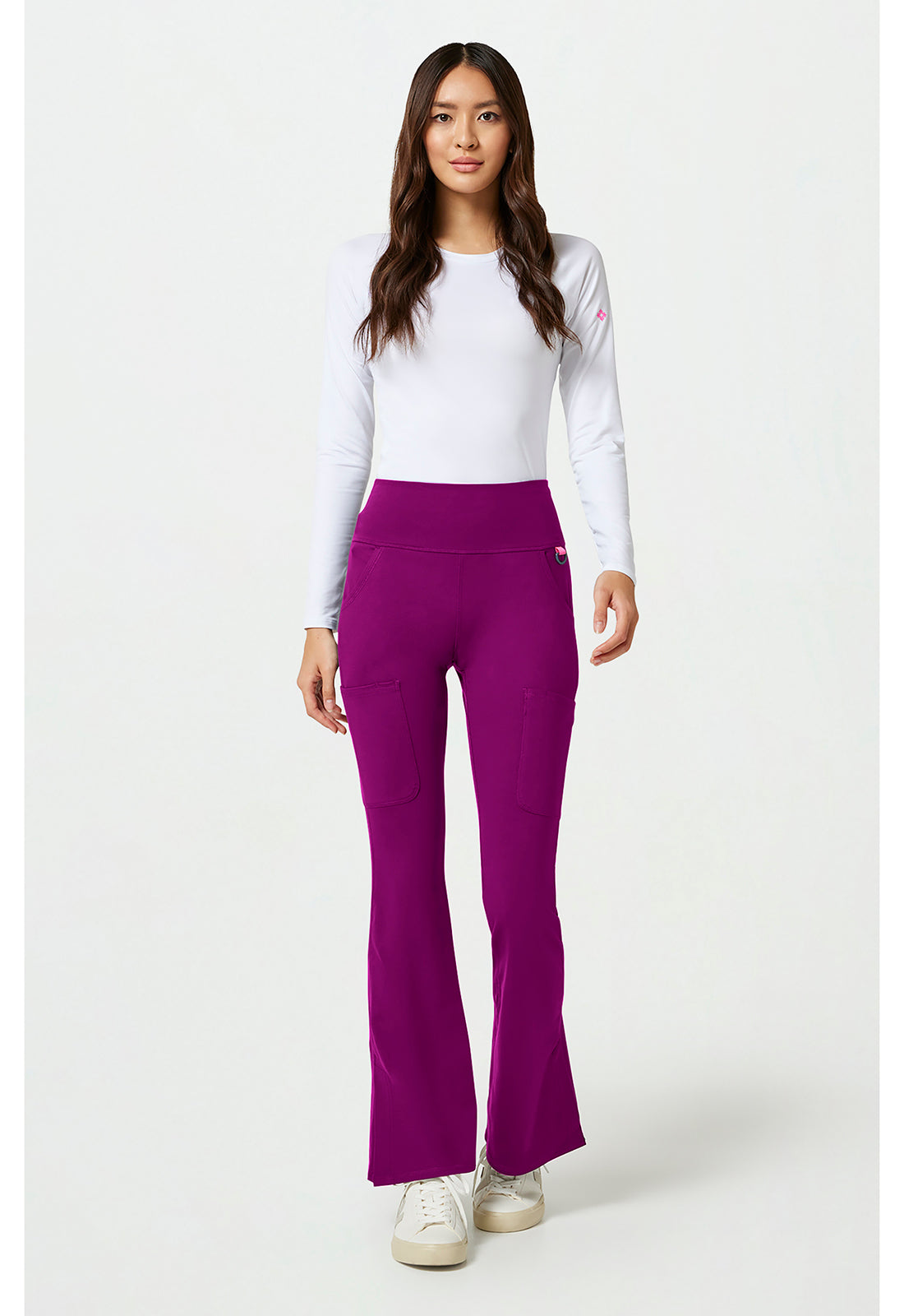 Amp Knit MC150 Women's Flare Leg Yoga Scrub Pants Plum Royale