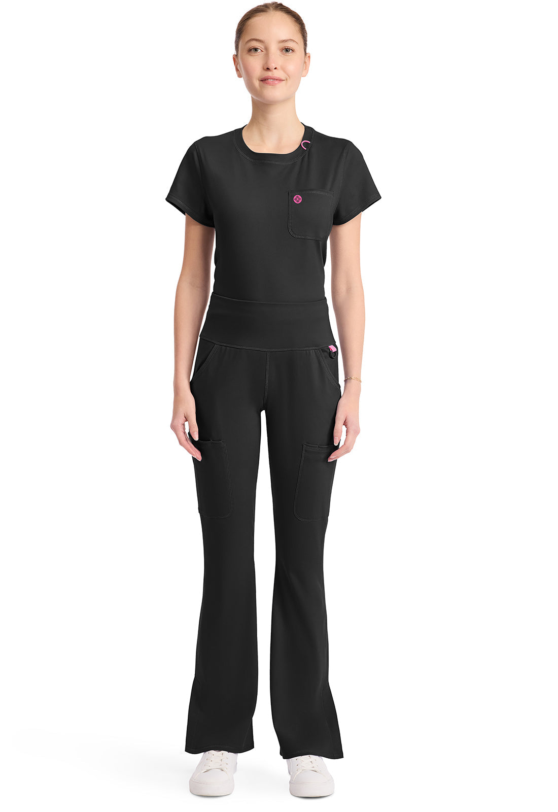 Amp Knit MC150 Women's Flare Leg Yoga Scrub Pants Black