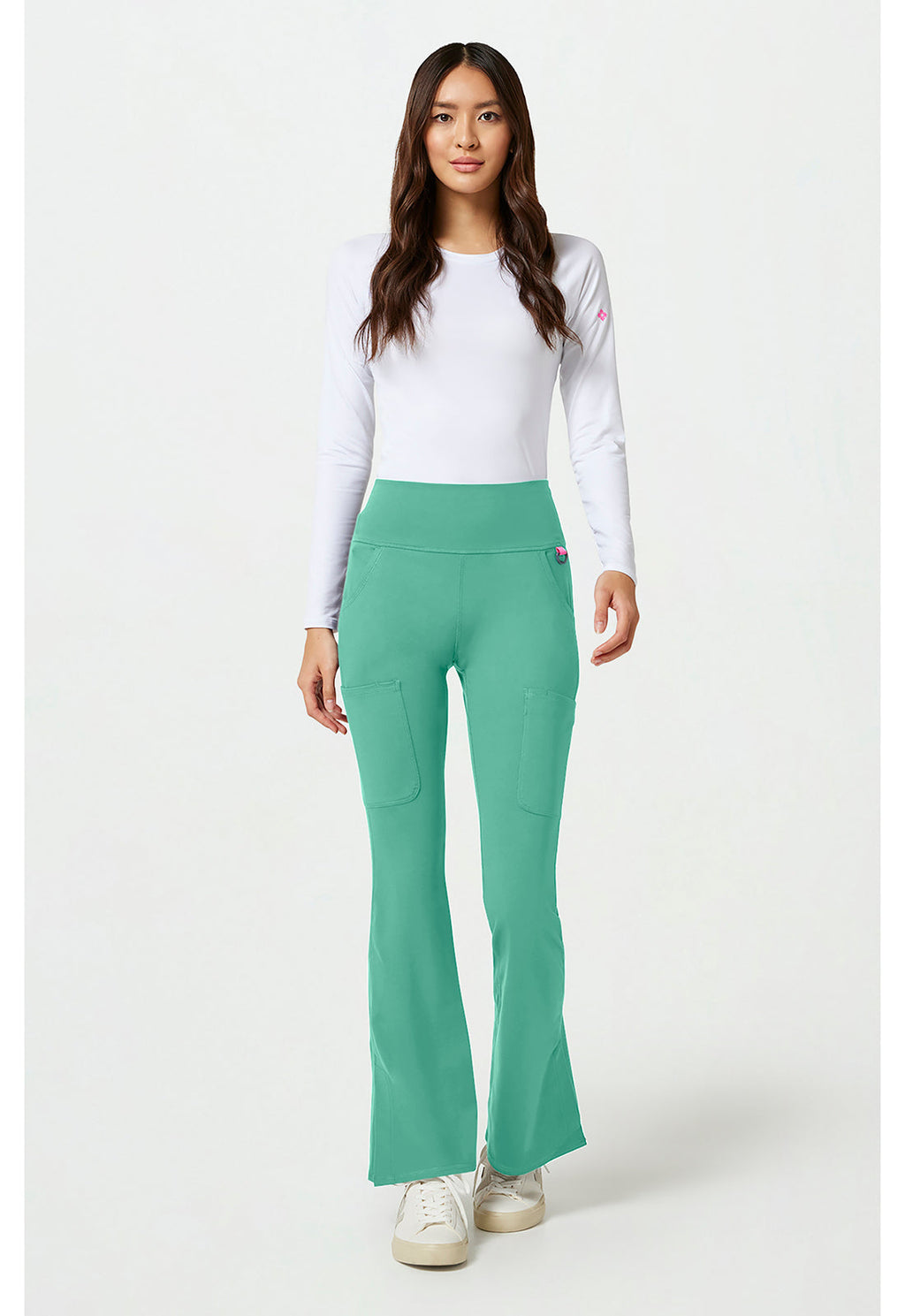 Amp Knit MC150 Women's Flare Leg Yoga Scrub Pants Mint Condition