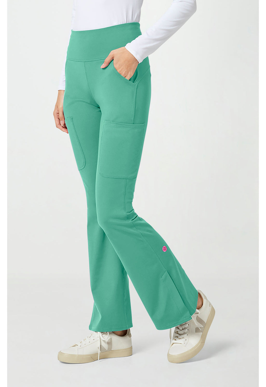 Amp Knit MC150 Women's Flare Leg Yoga Scrub Pants Mint Condition